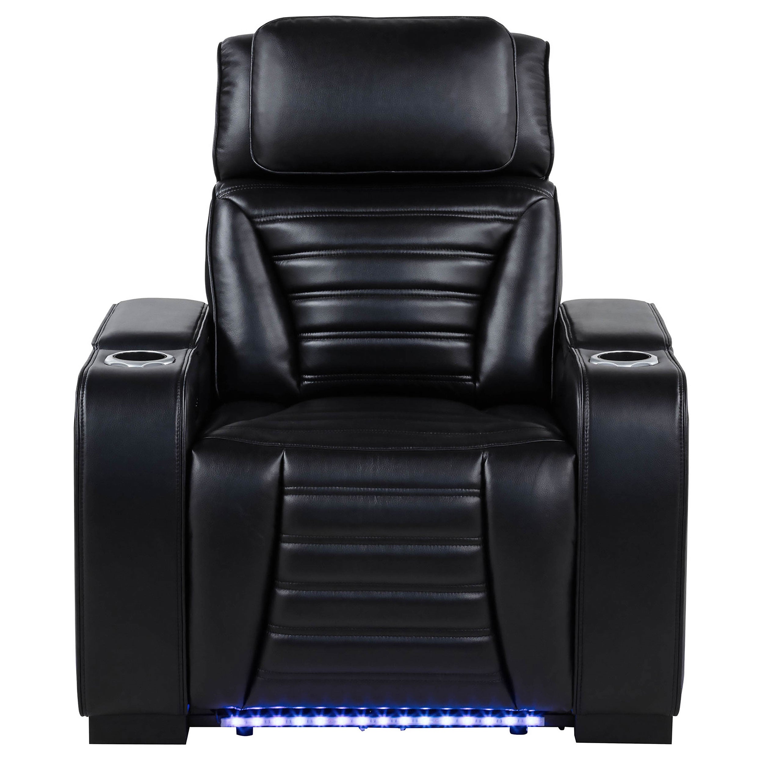 Zuma Faux Leather Upholstered Dual Power LED Recliner Black-