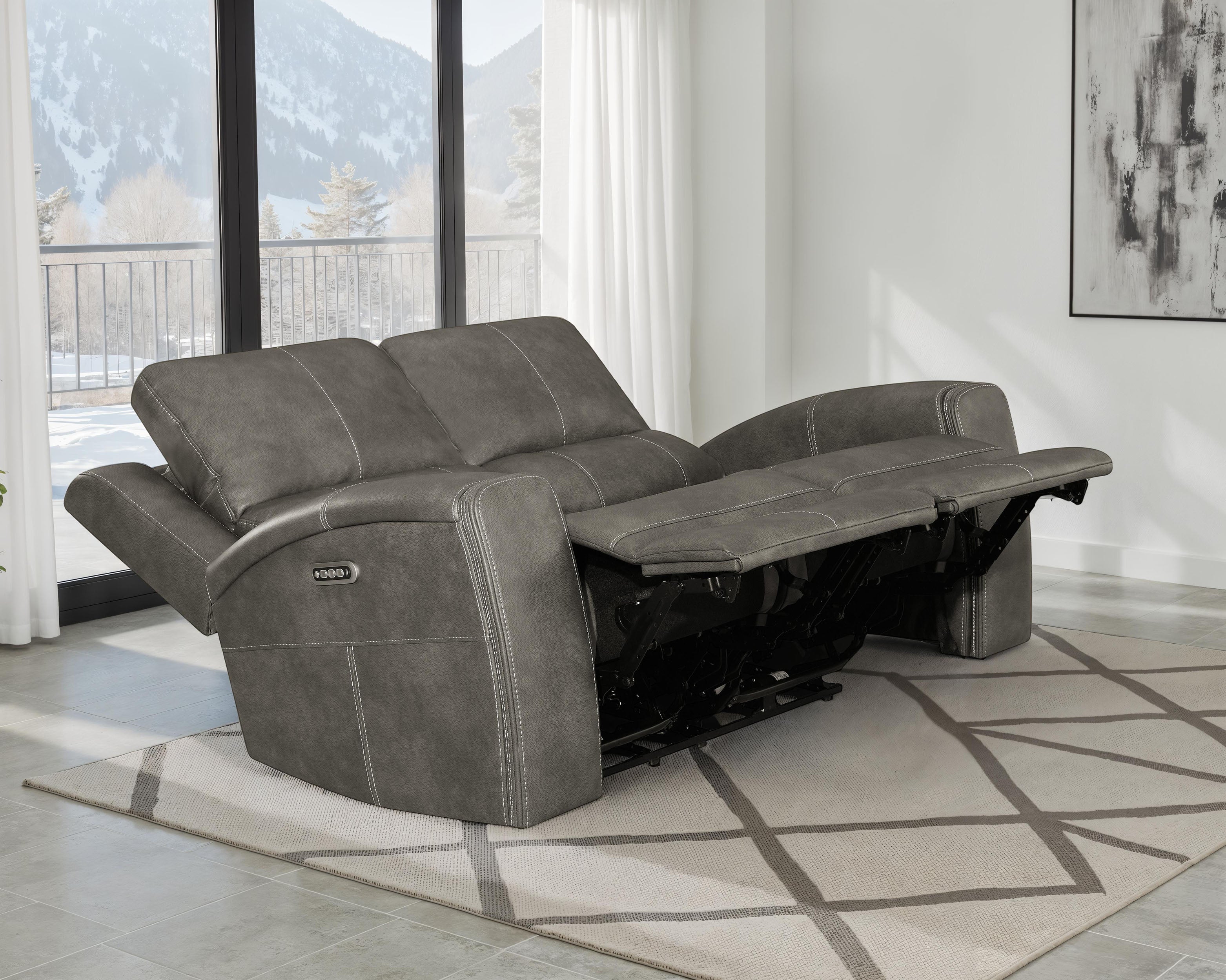 Brickston Triple Power Reclining Loveseat Charcoal-