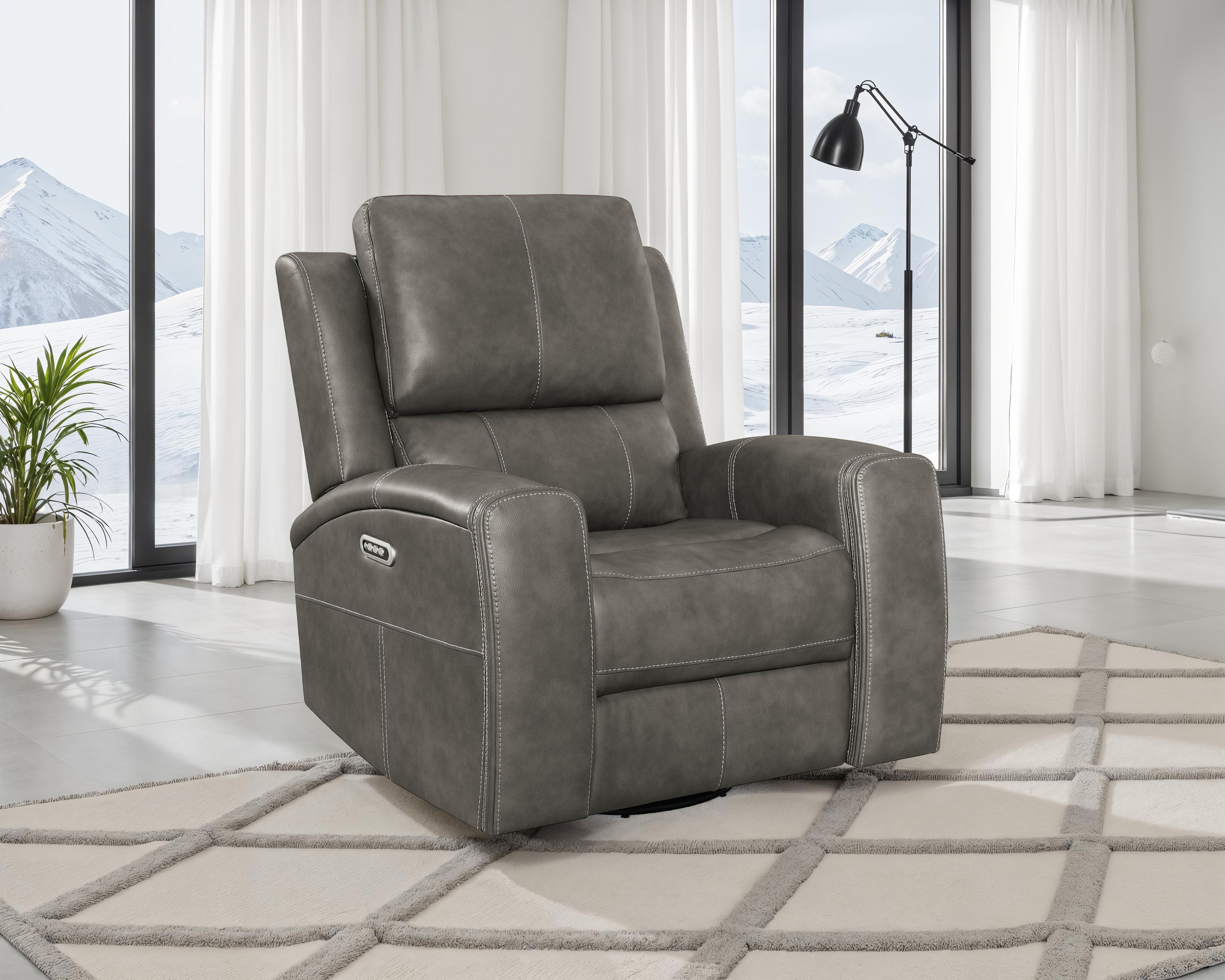 Brickston Triple Power Swivel Glider Recliner Charcoal-