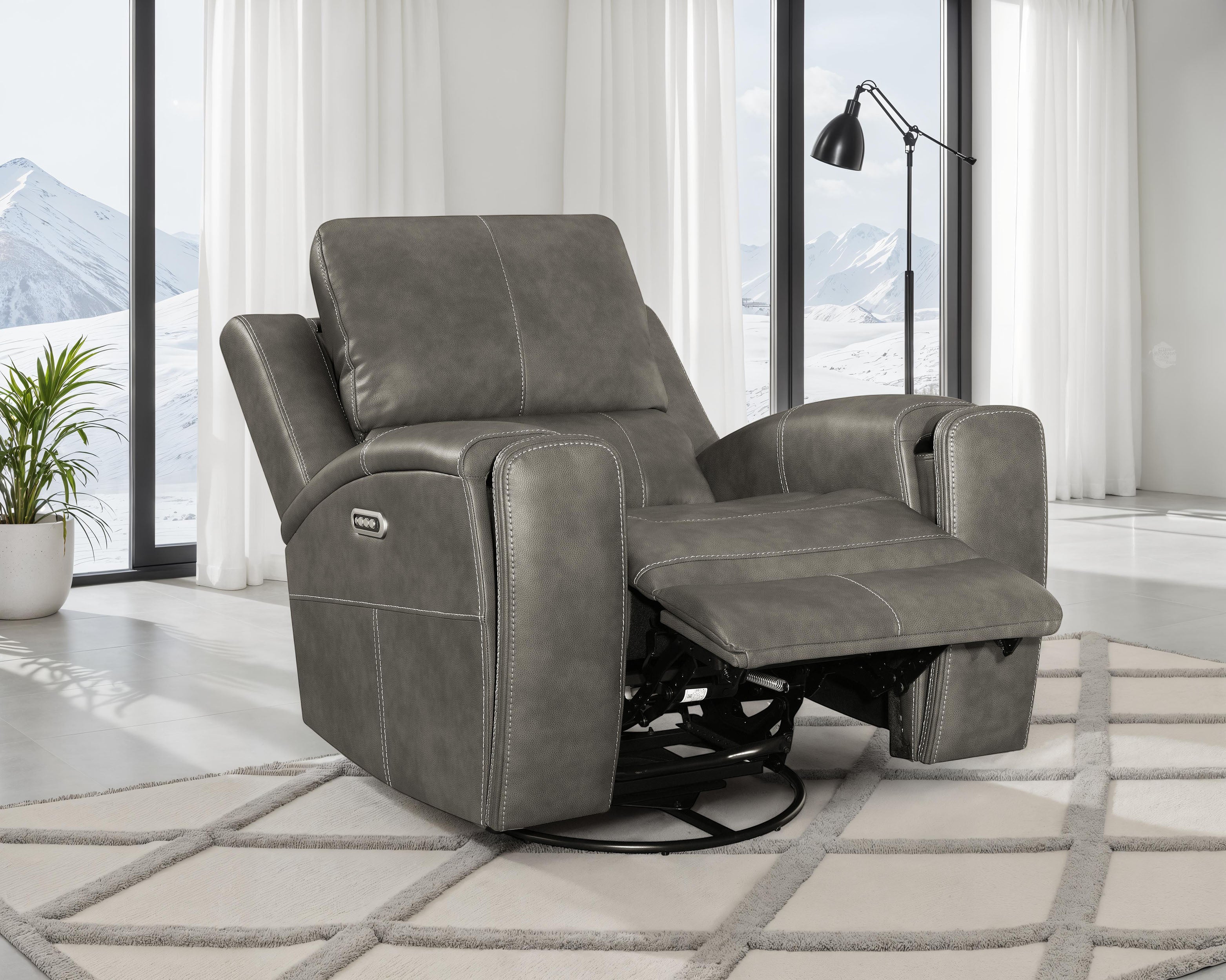 Brickston Triple Power Swivel Glider Recliner Charcoal-