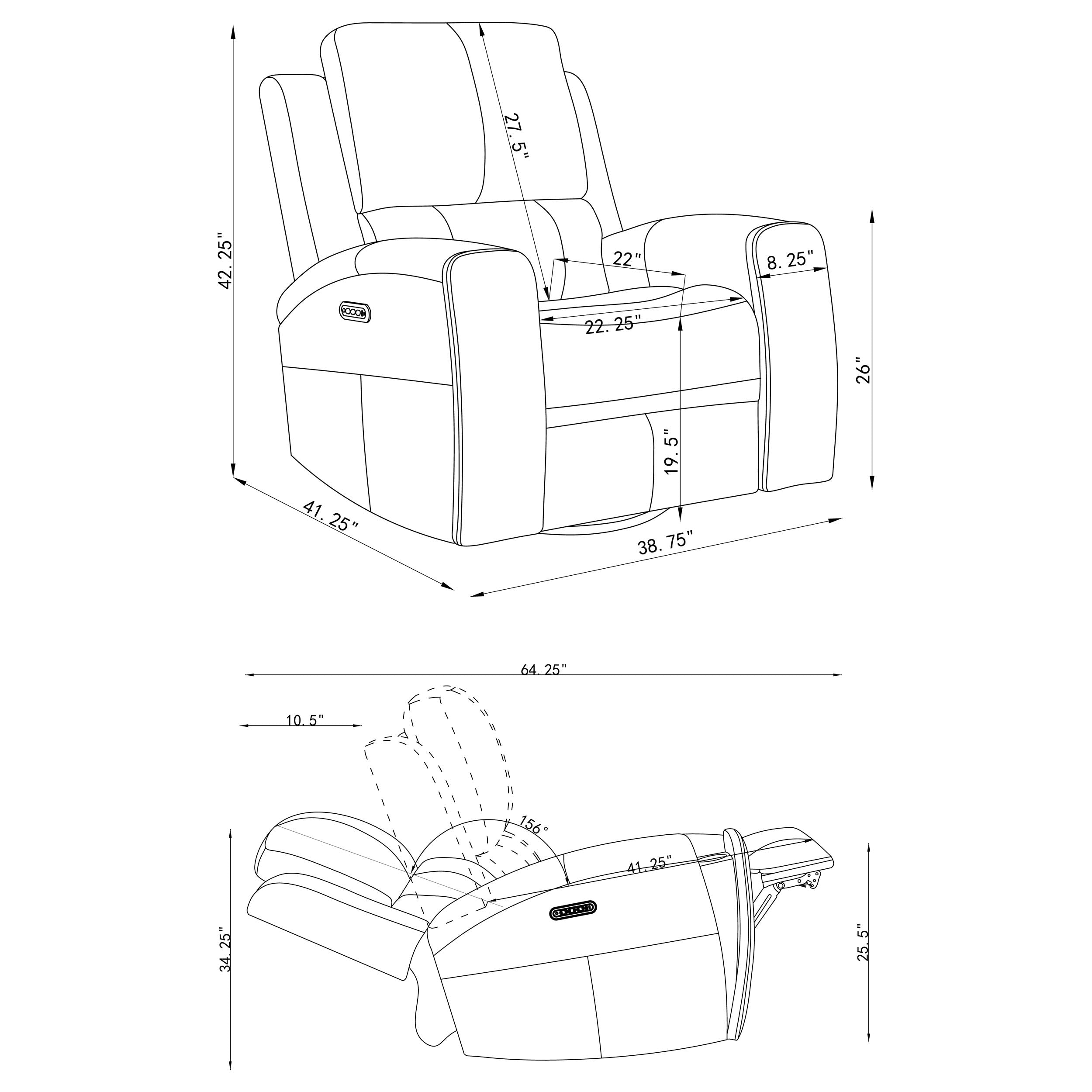 Brickston Triple Power Swivel Glider Recliner Charcoal-