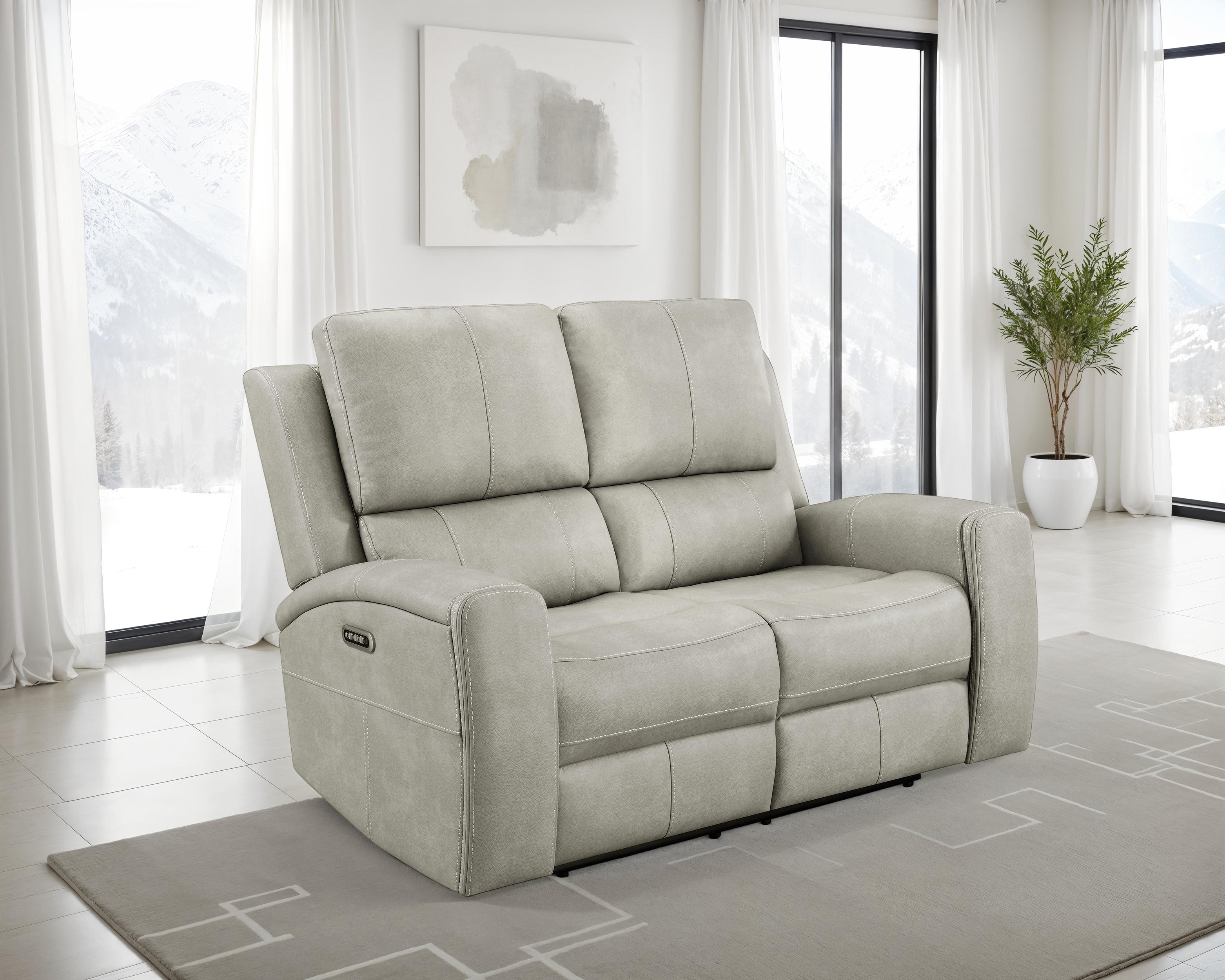 Brickston Triple Power Reclining Loveseat Grey-