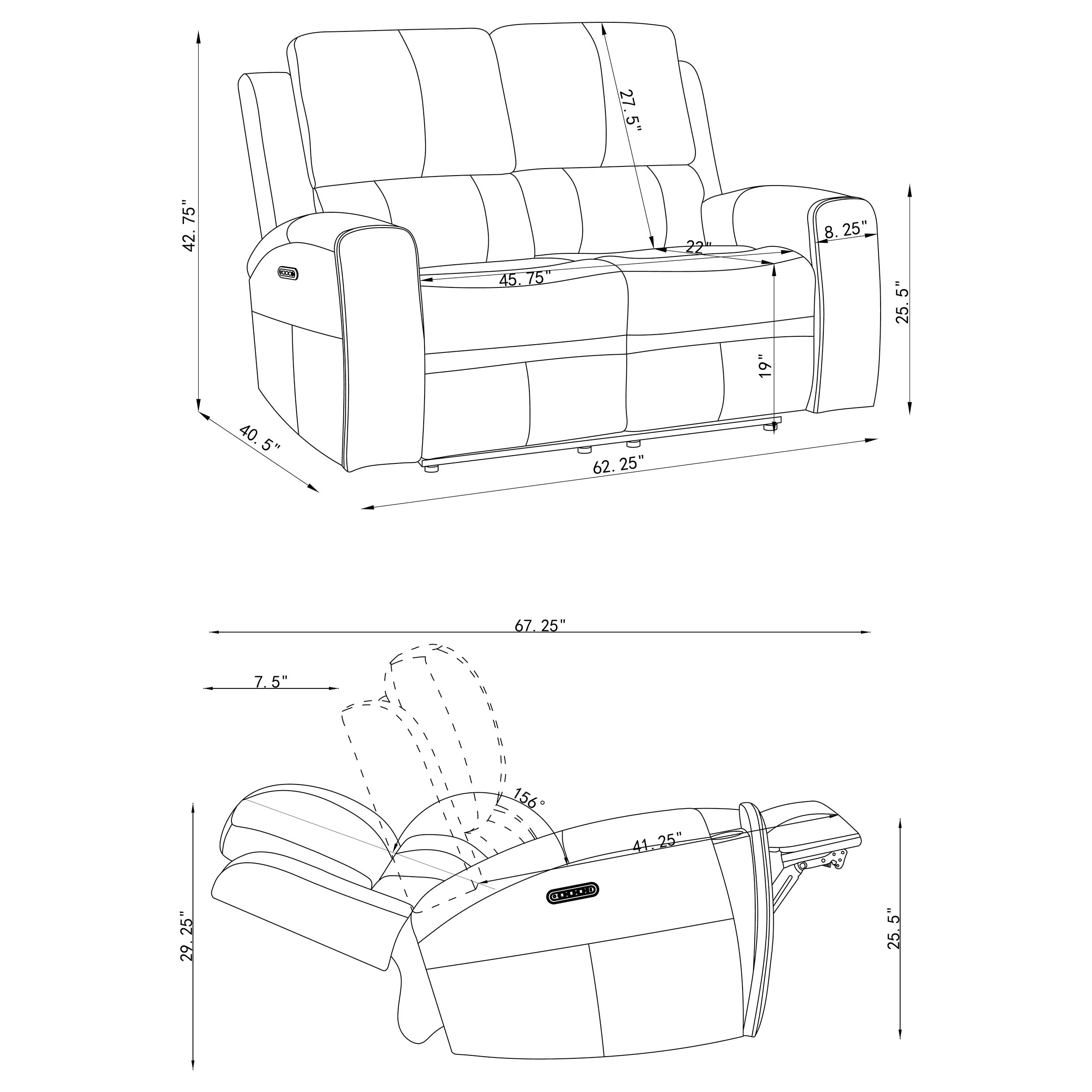 Brickston Triple Power Reclining Loveseat Grey-