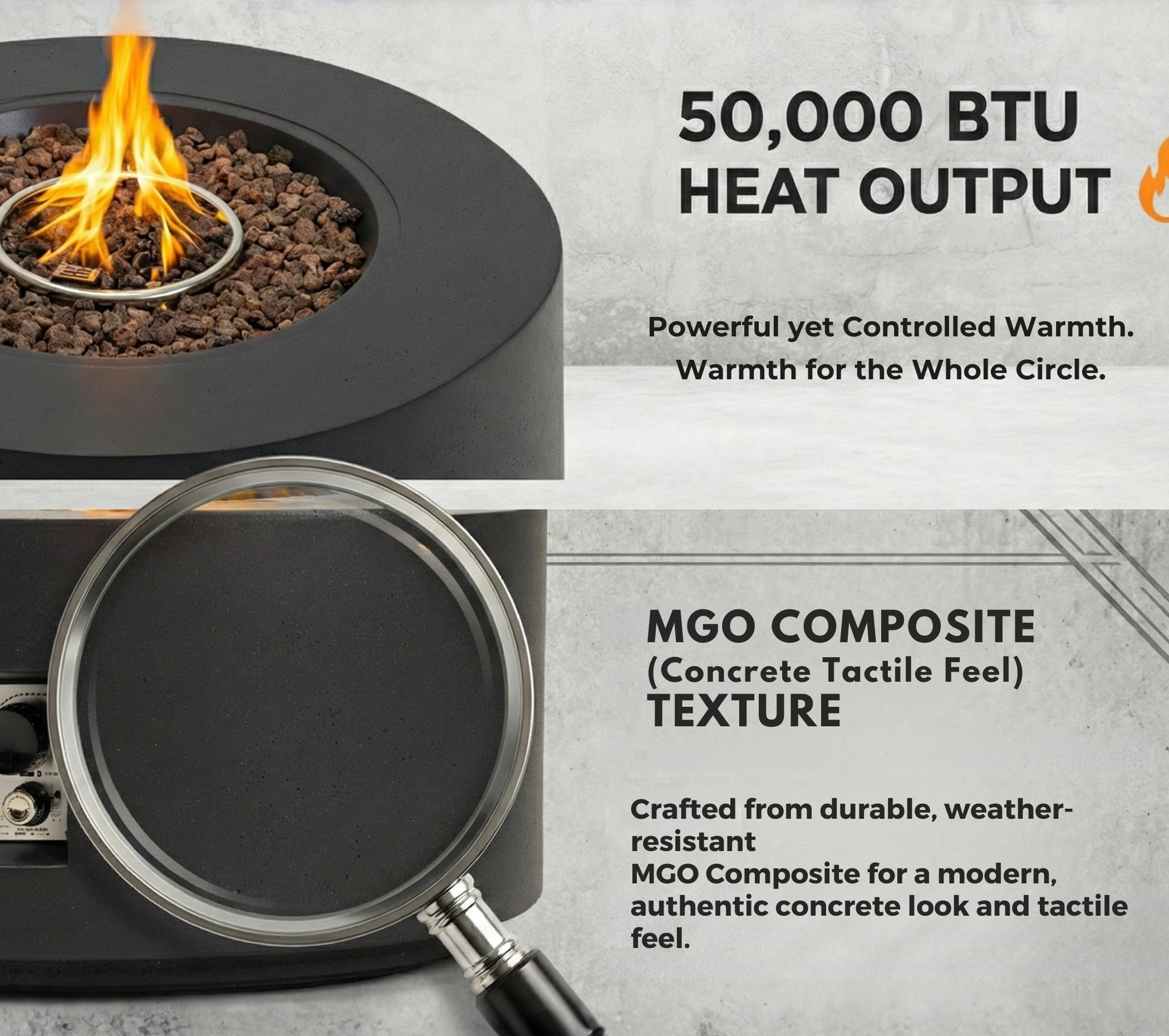 40' Round Outdoor Propane Fire Pit Table