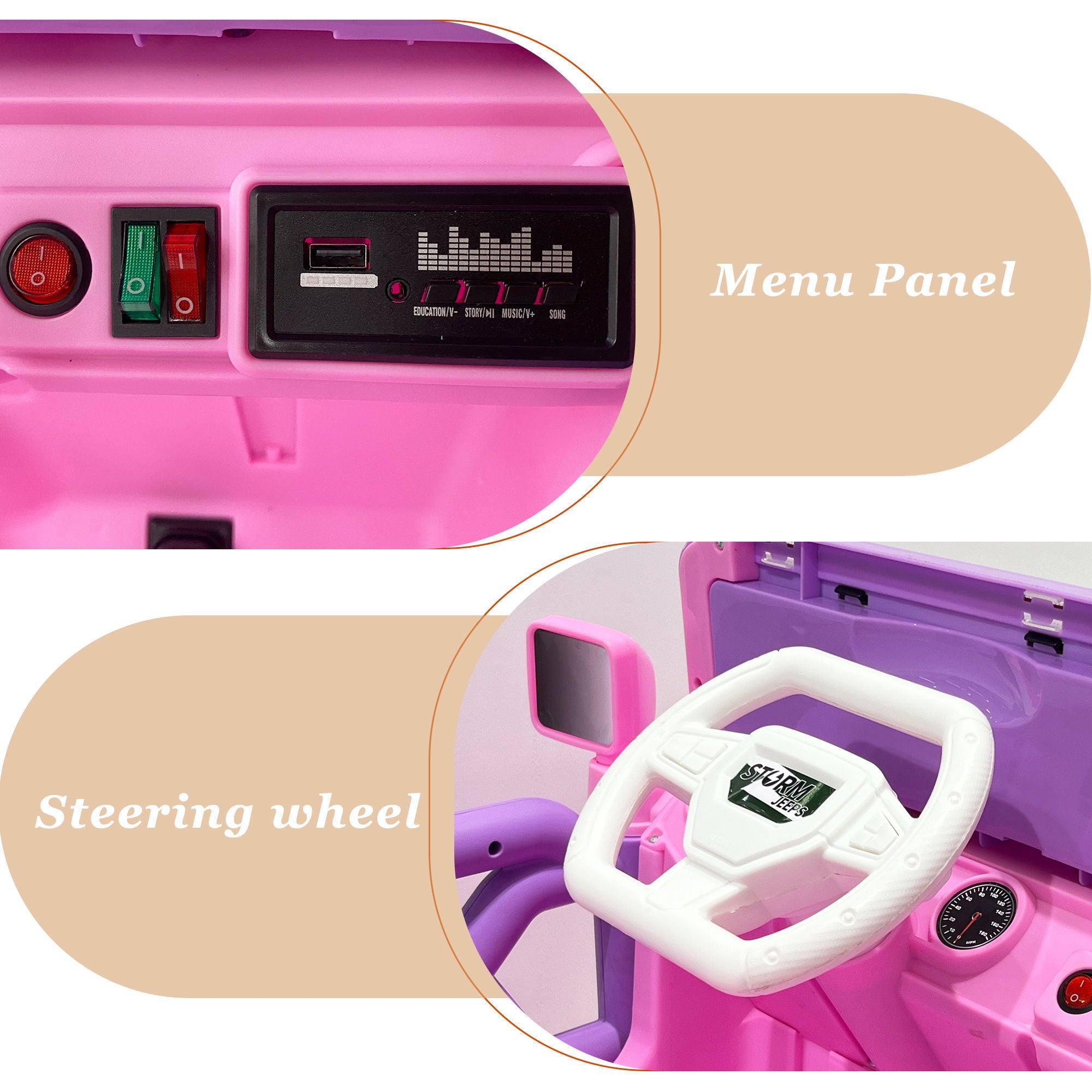 Electric Car With Remote Control, Colorful LED Lights, USB & MP3