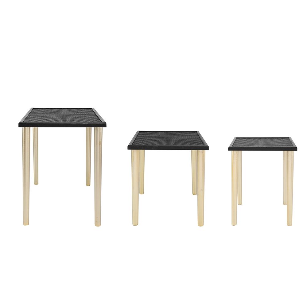 Side Tables (Set of 3) - Black / Gold - Best Buy Furniture