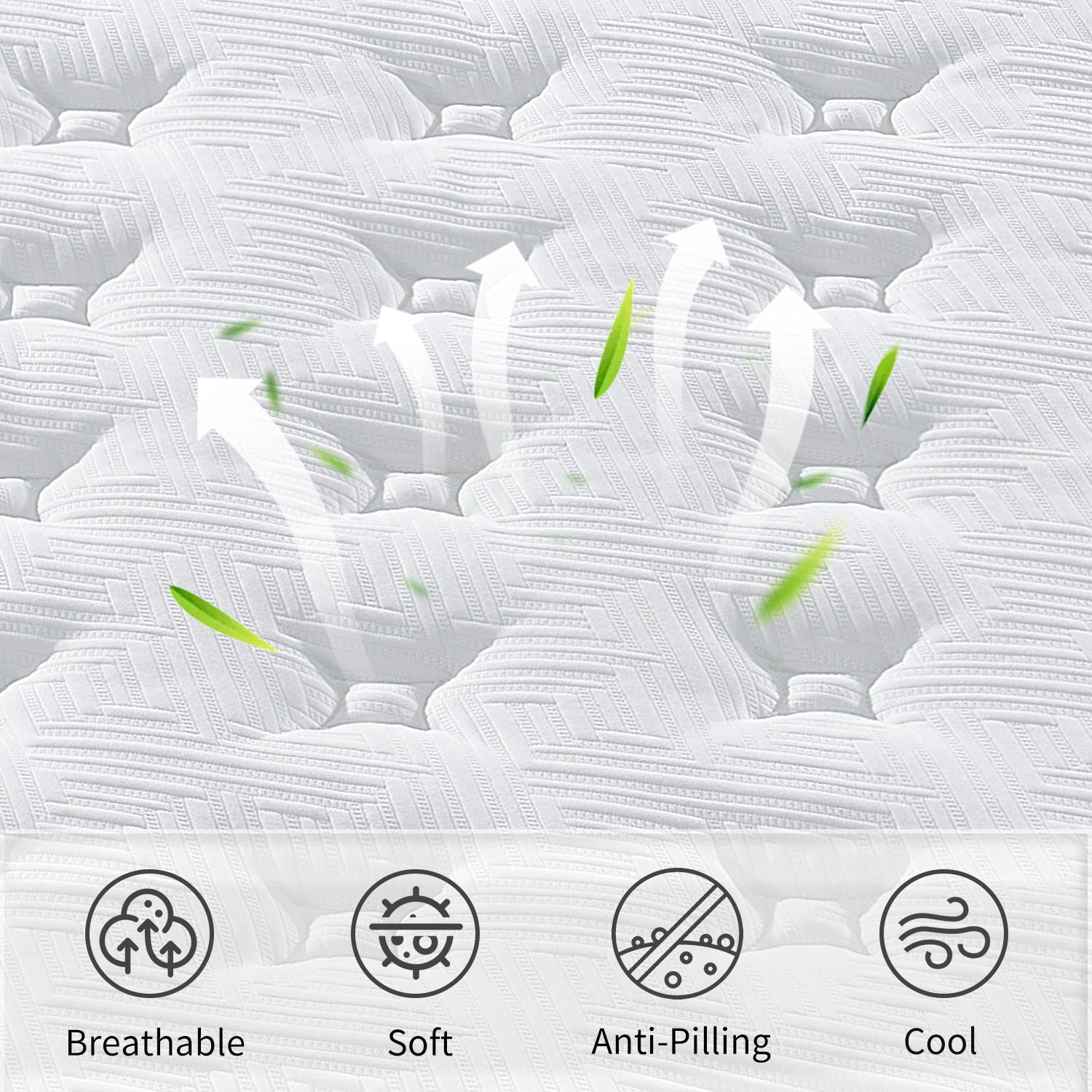 12" Hybrid Mattress Individual Pocket Spring, 7 Zoned Memory Foam