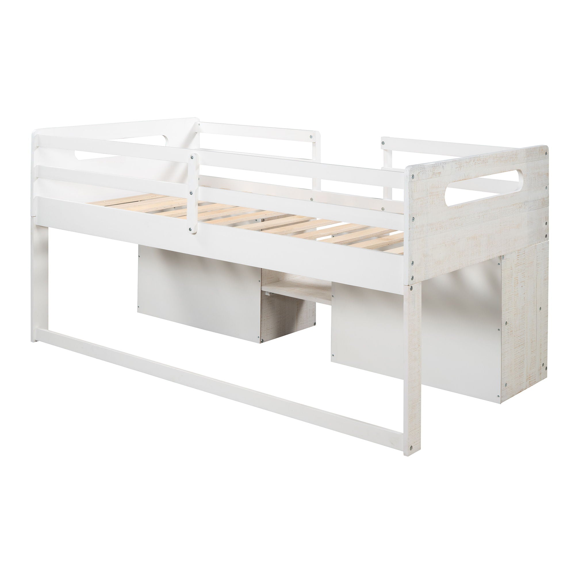 Loft Bed With Two Shelves And Two Drawers