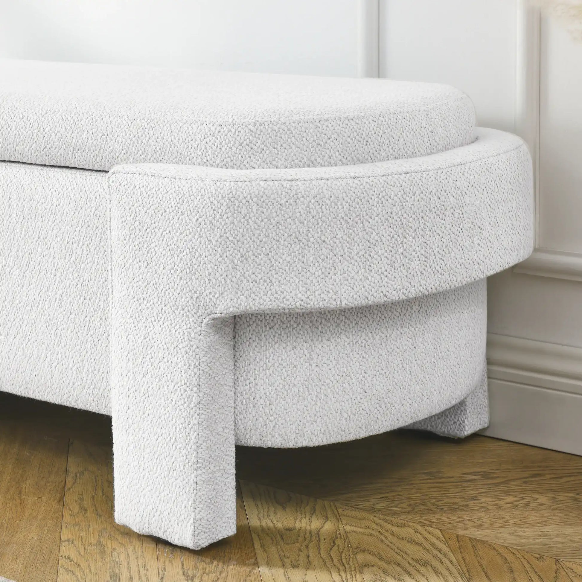 Tessa Cream Linen Storage Bench - Best Buy Furniture
