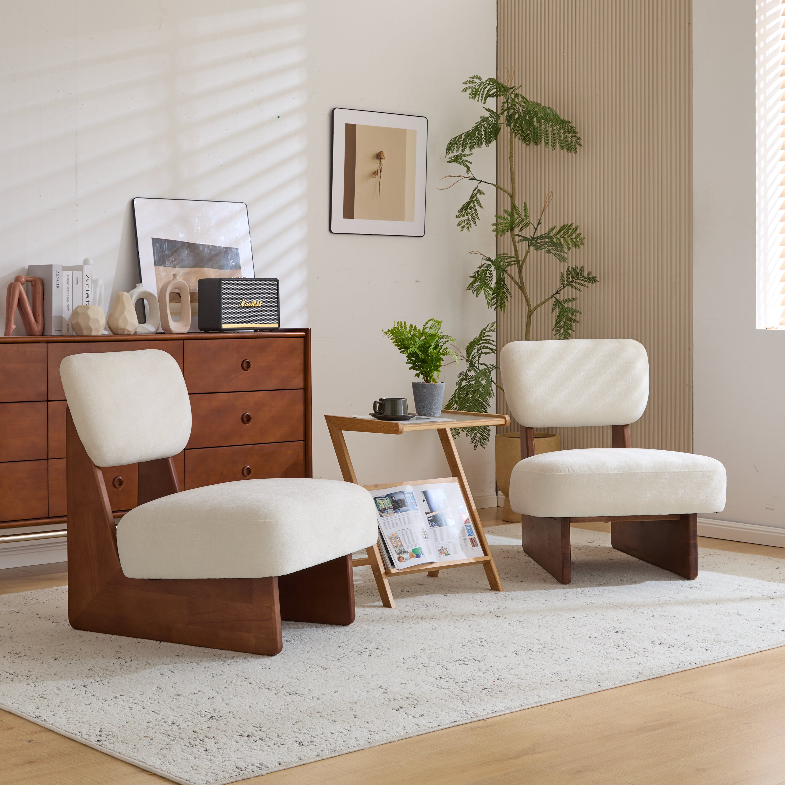 Set of 2 Modern Beige Lounge Chairs | Stylish Accent Chairs