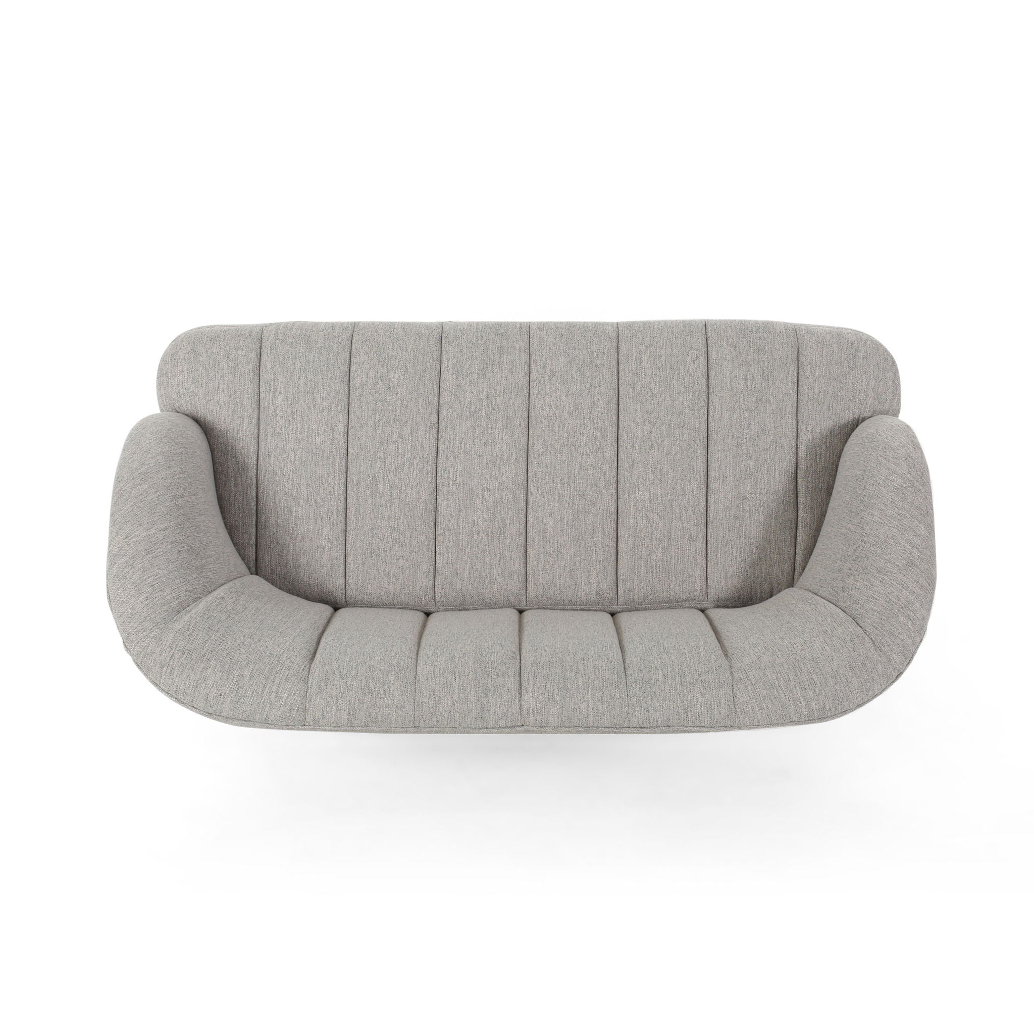 Modern Loveseat With Channel Stitching And Iron Legs - Light Gray