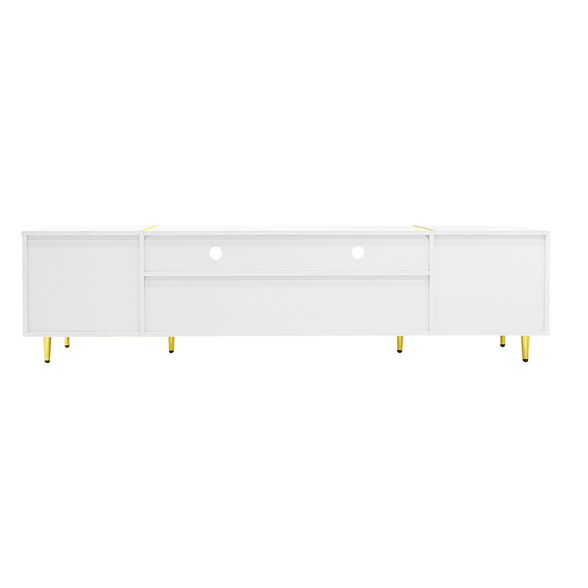 TV Stand For TVs Up To 80", Entertainment Center With 2 Shelves And LED Lights