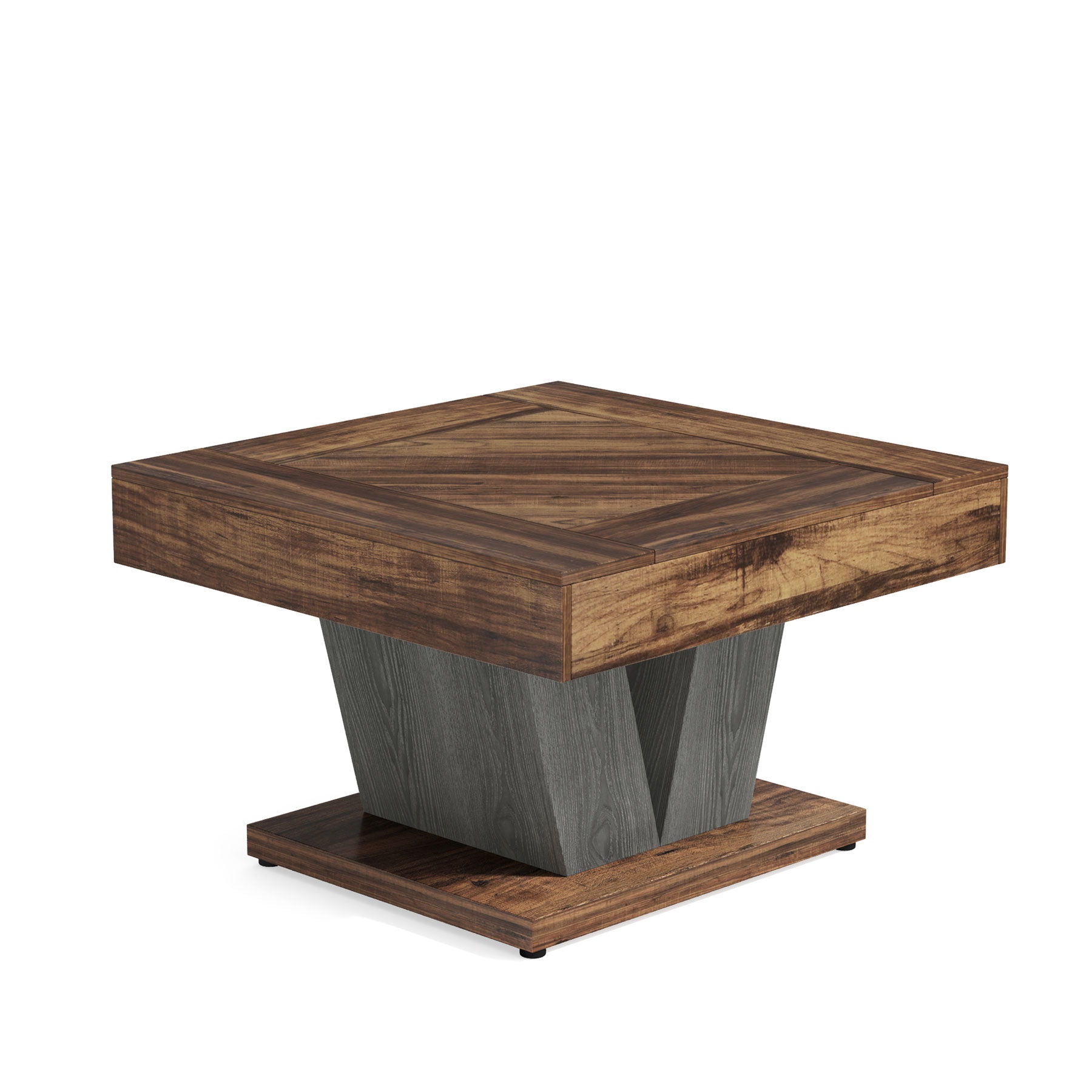 Square Coffee Table With Crisscross Base - Brown / Black