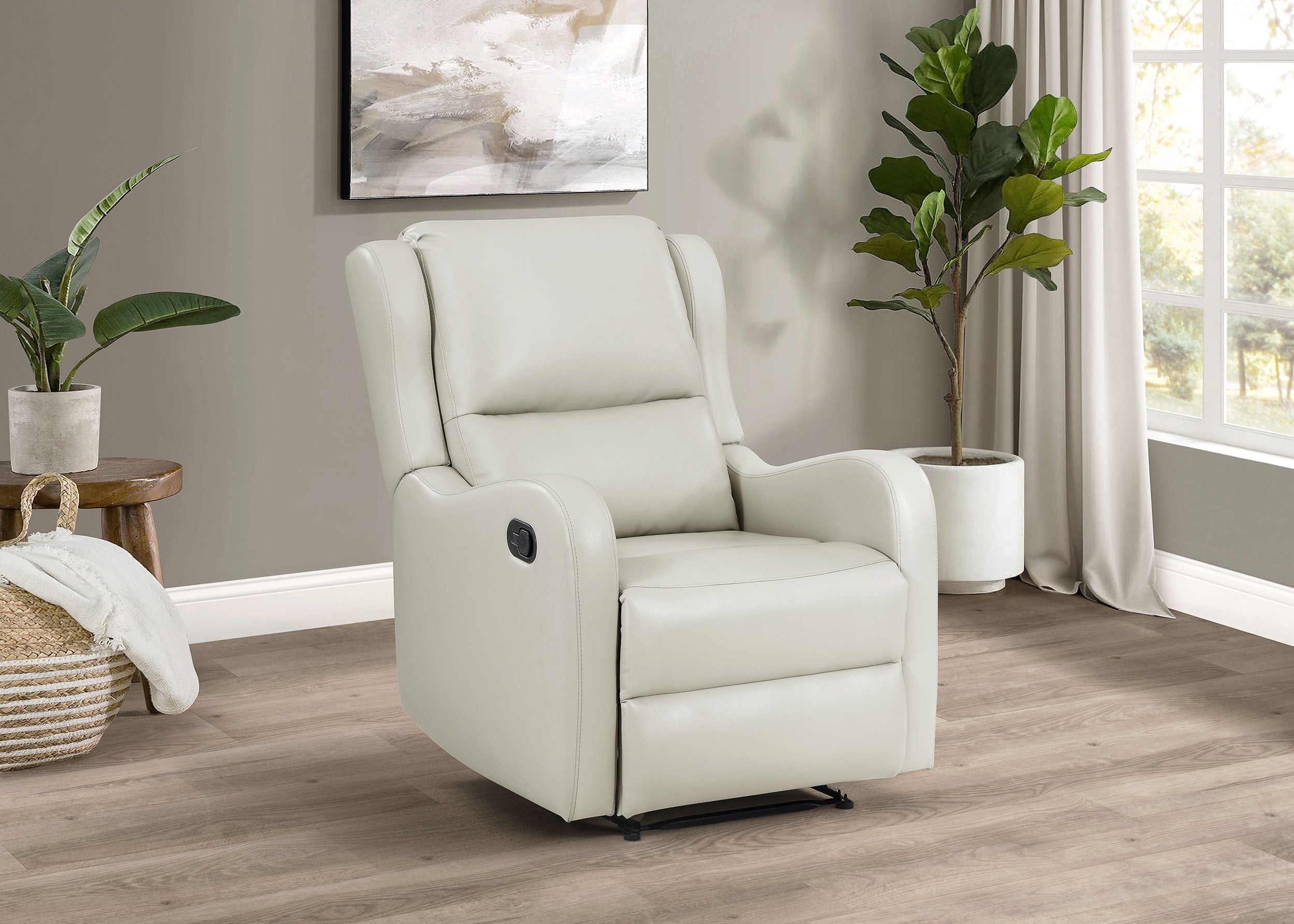 Kelsey Upholstered English Arm Recliner Chair Ivory-