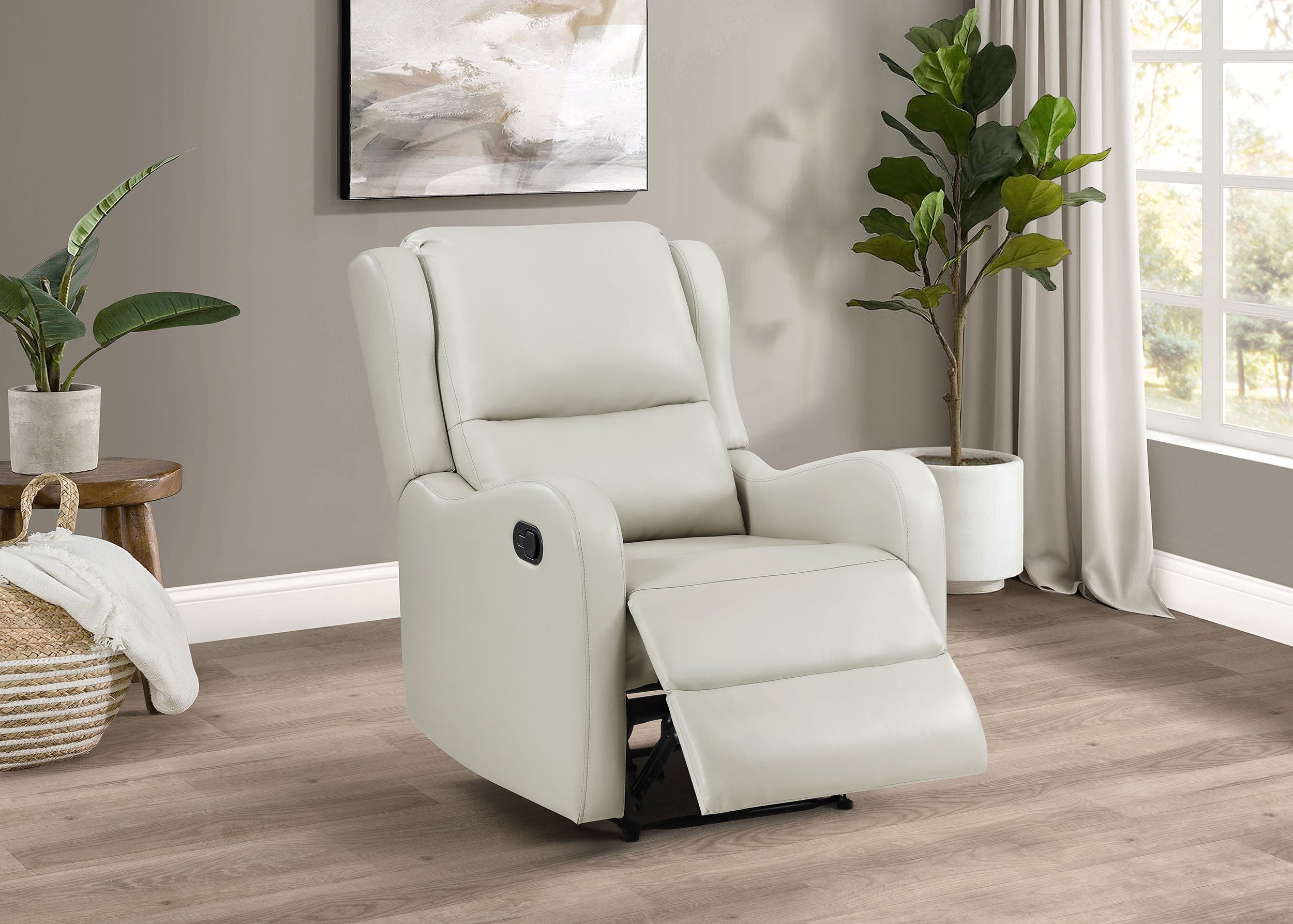 Kelsey Upholstered English Arm Recliner Chair Ivory-