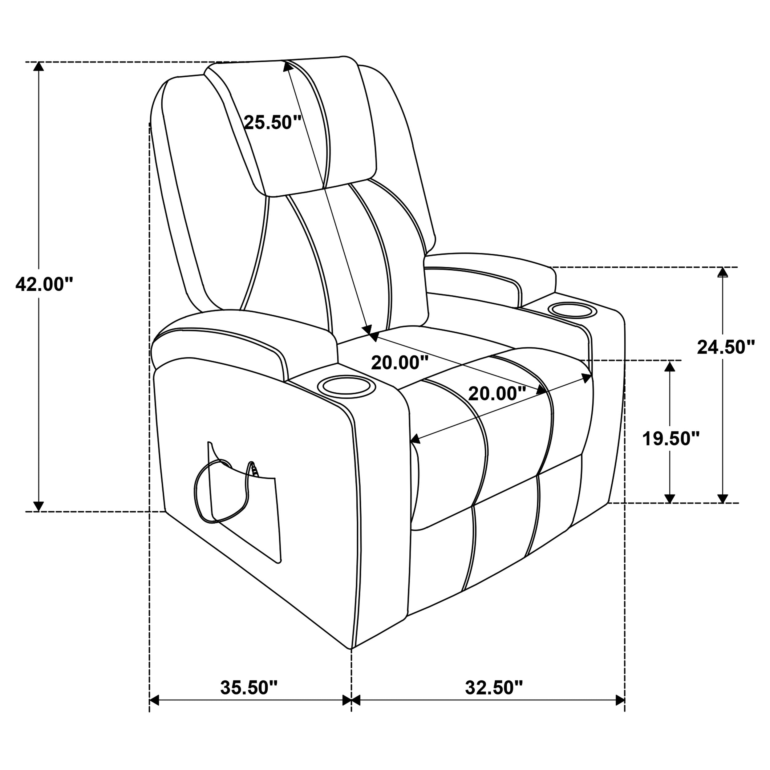 Armstrong Upholstered Power Lift Massage Recliner Black-