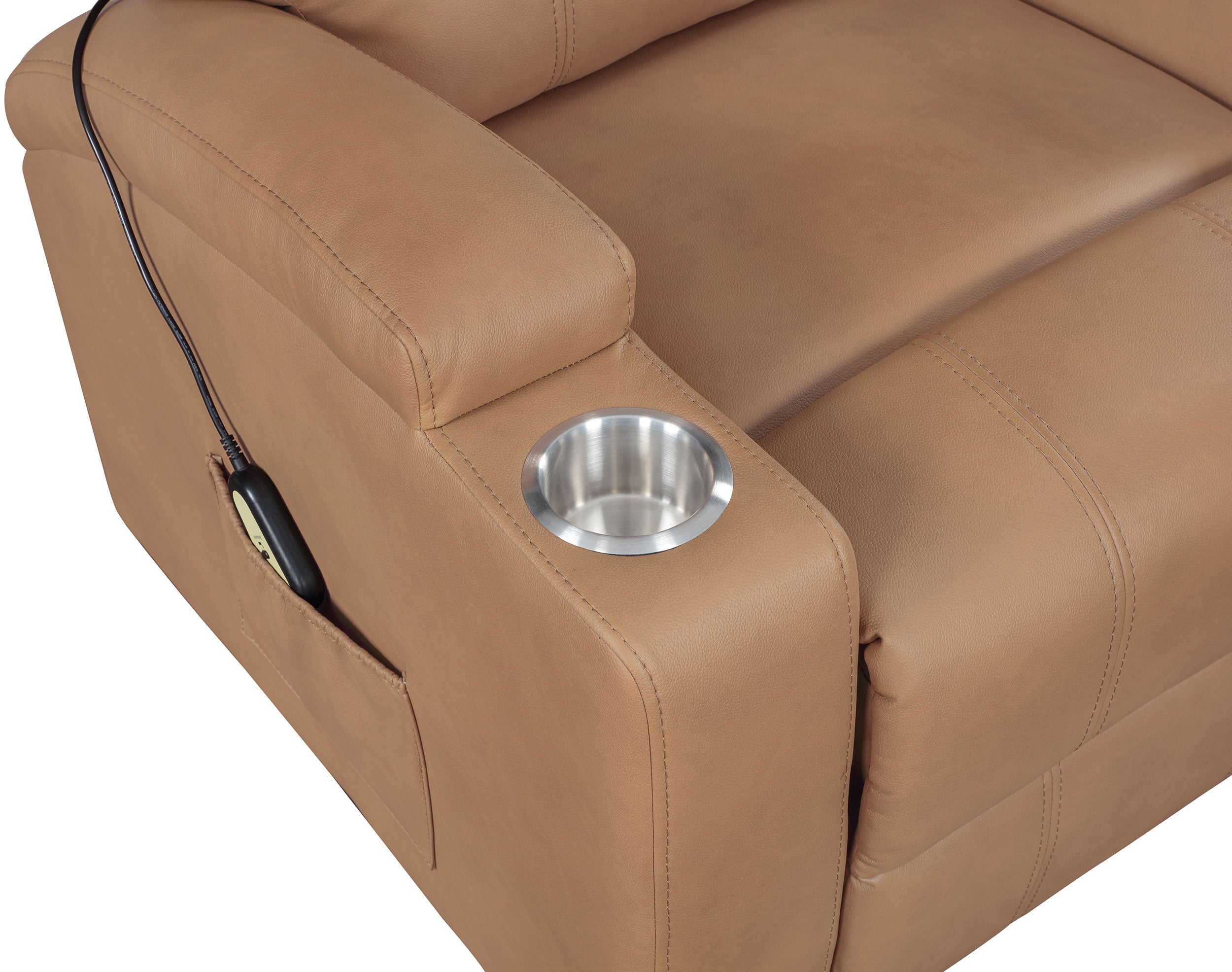 Armstrong Upholstered Power Lift Massage Recliner Camel-