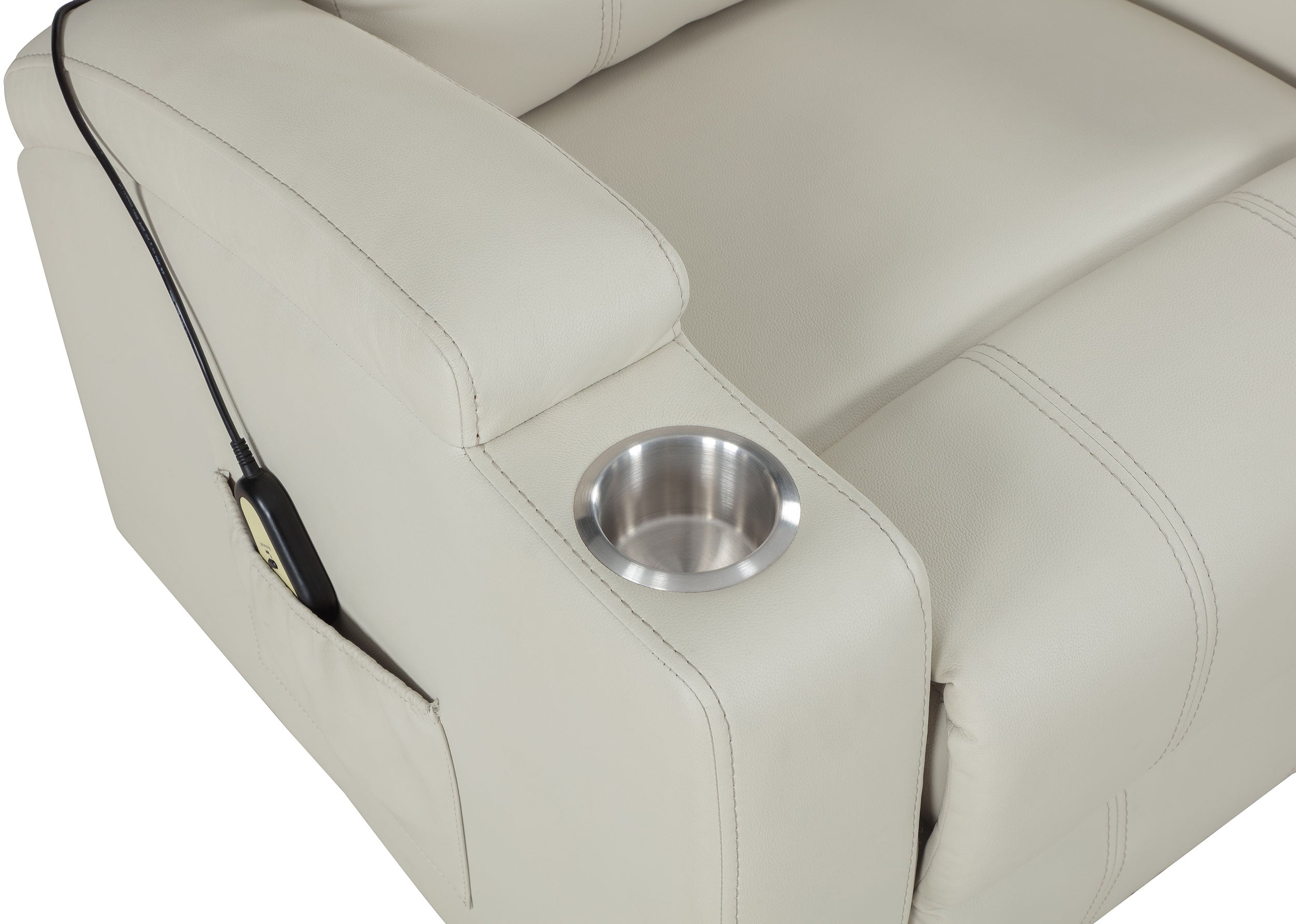 Armstrong Upholstered Power Lift Massage Recliner Ivory-