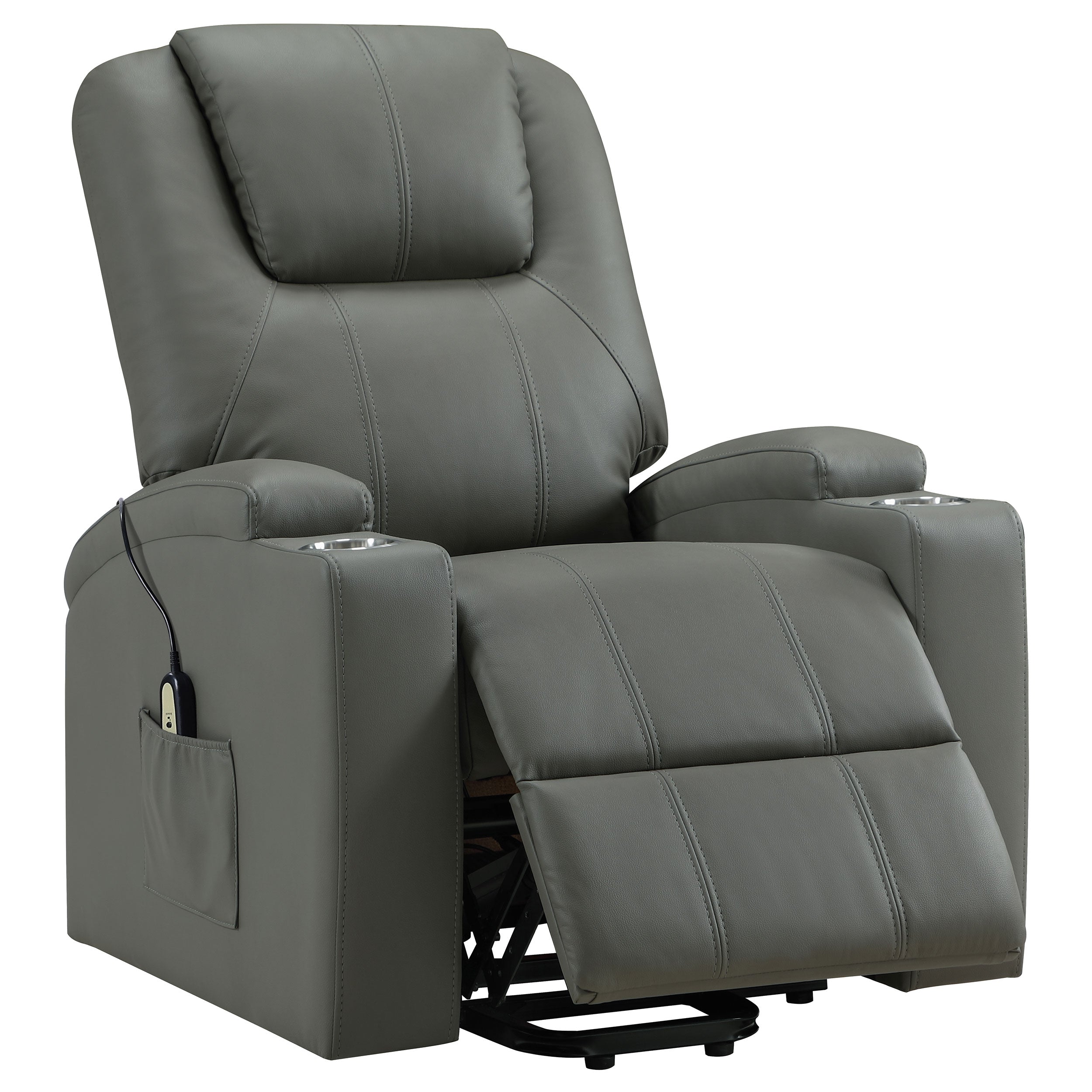 Armstrong Upholstered Power Lift Massage Recliner Grey-