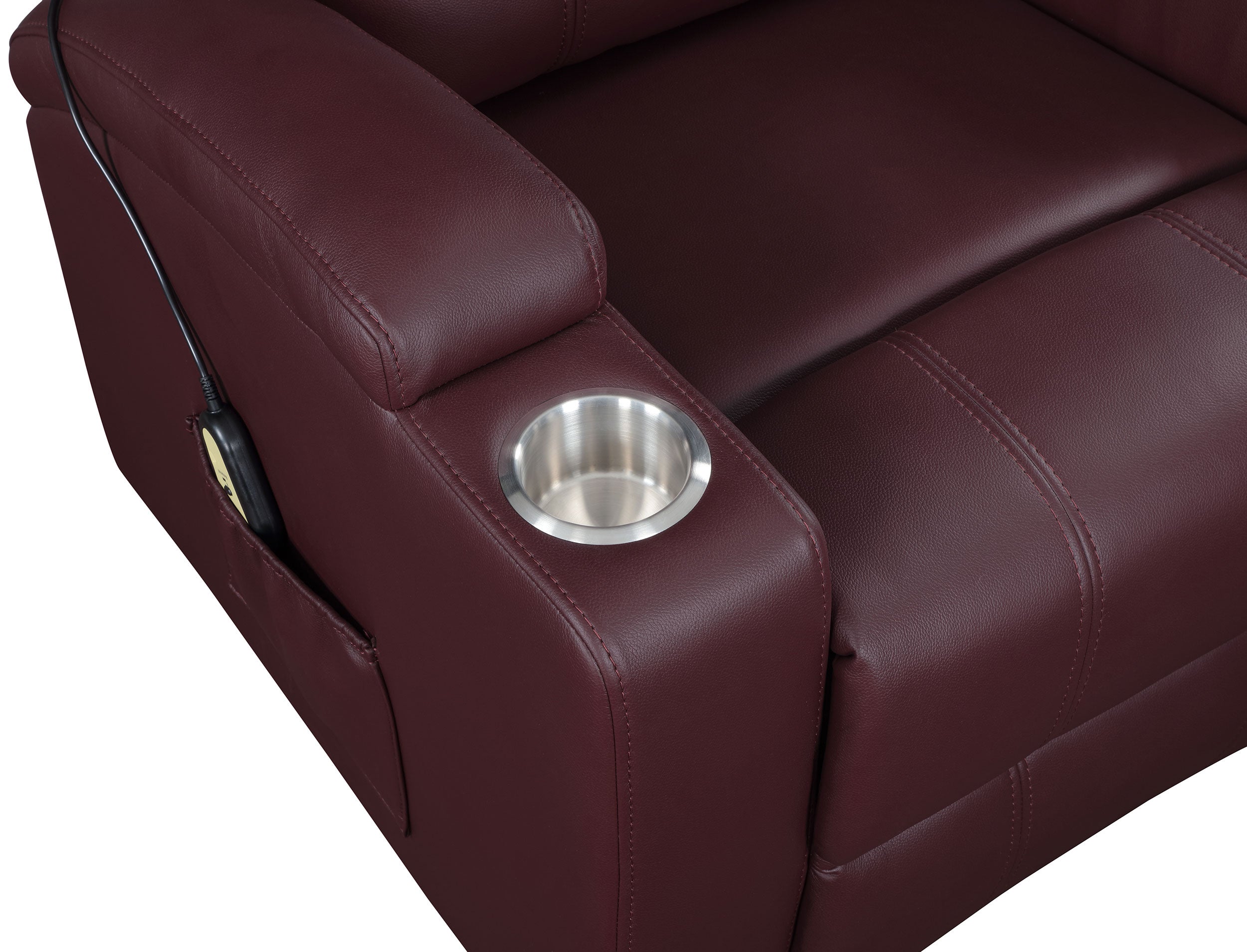 Armstrong Upholstered Power Lift Massage Recliner Wine-
