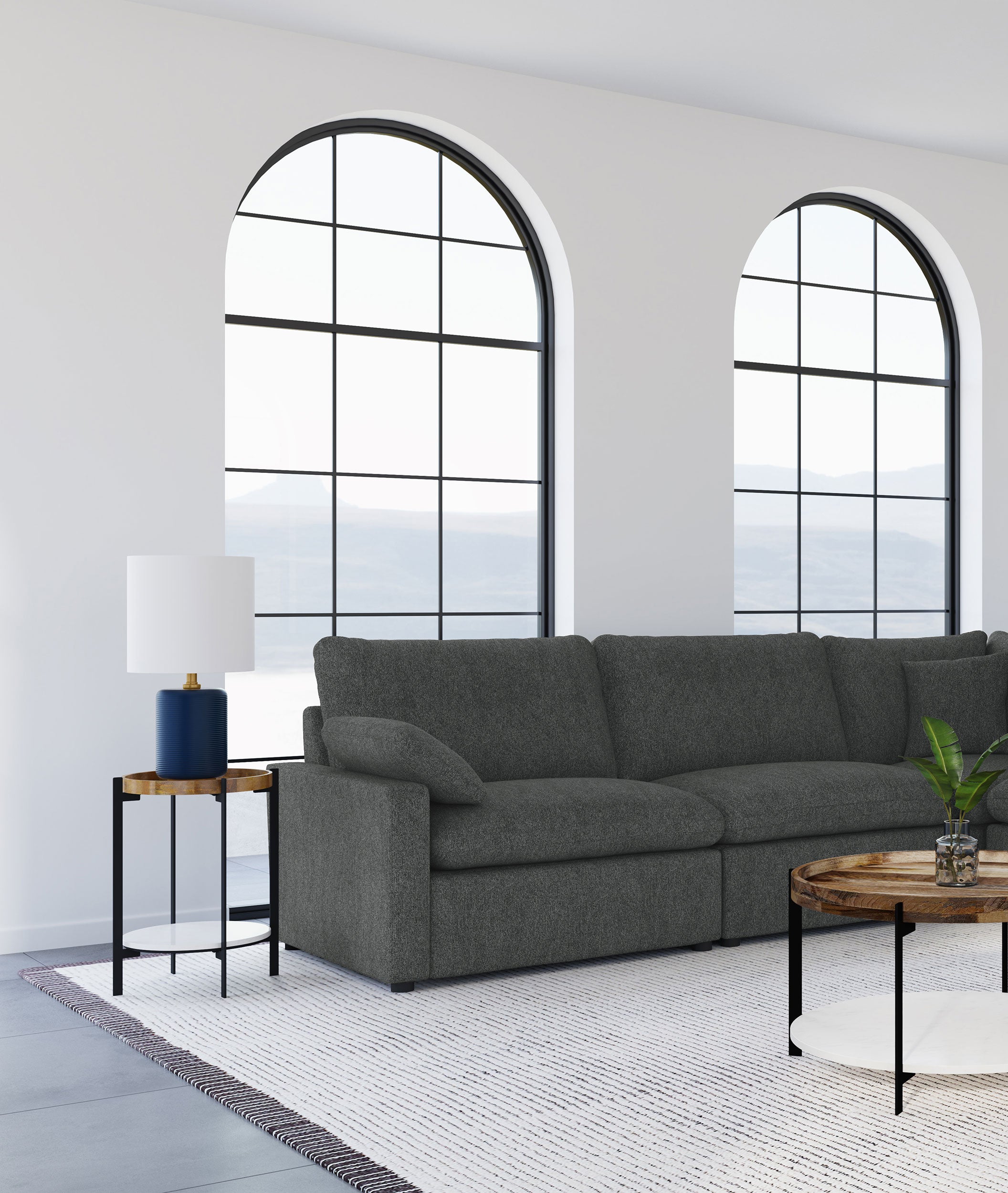 Collins Modular Armless Chair Dark Grey-