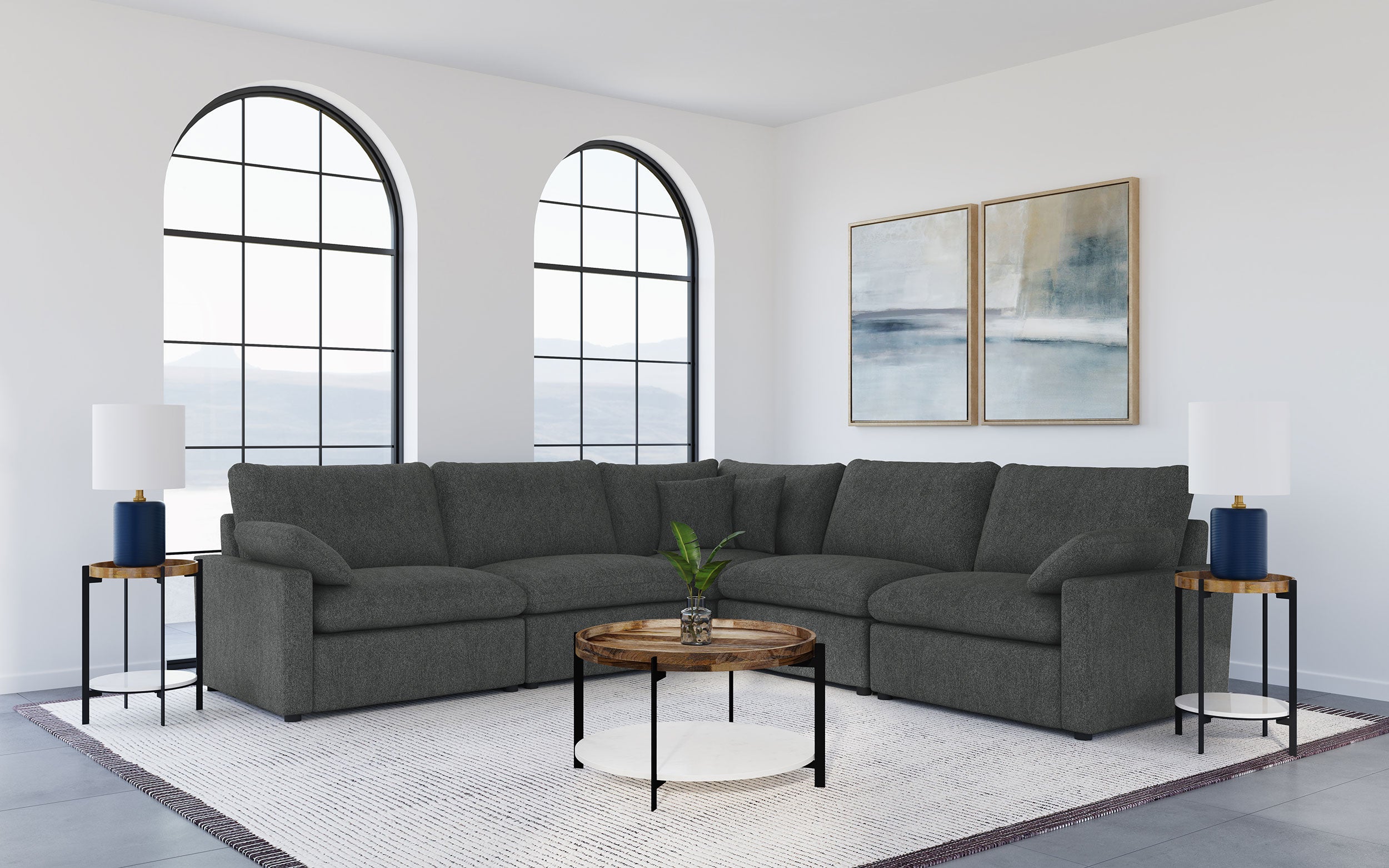 Collins Modular Power Armless Recliner Dark Grey-