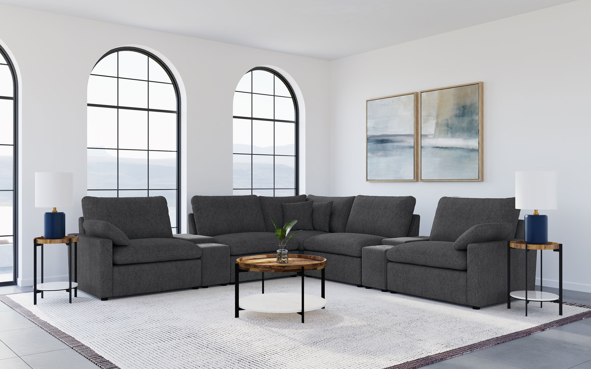 Collins 7-piece Modular Power Reclining Sectional Dark Grey-Coaster