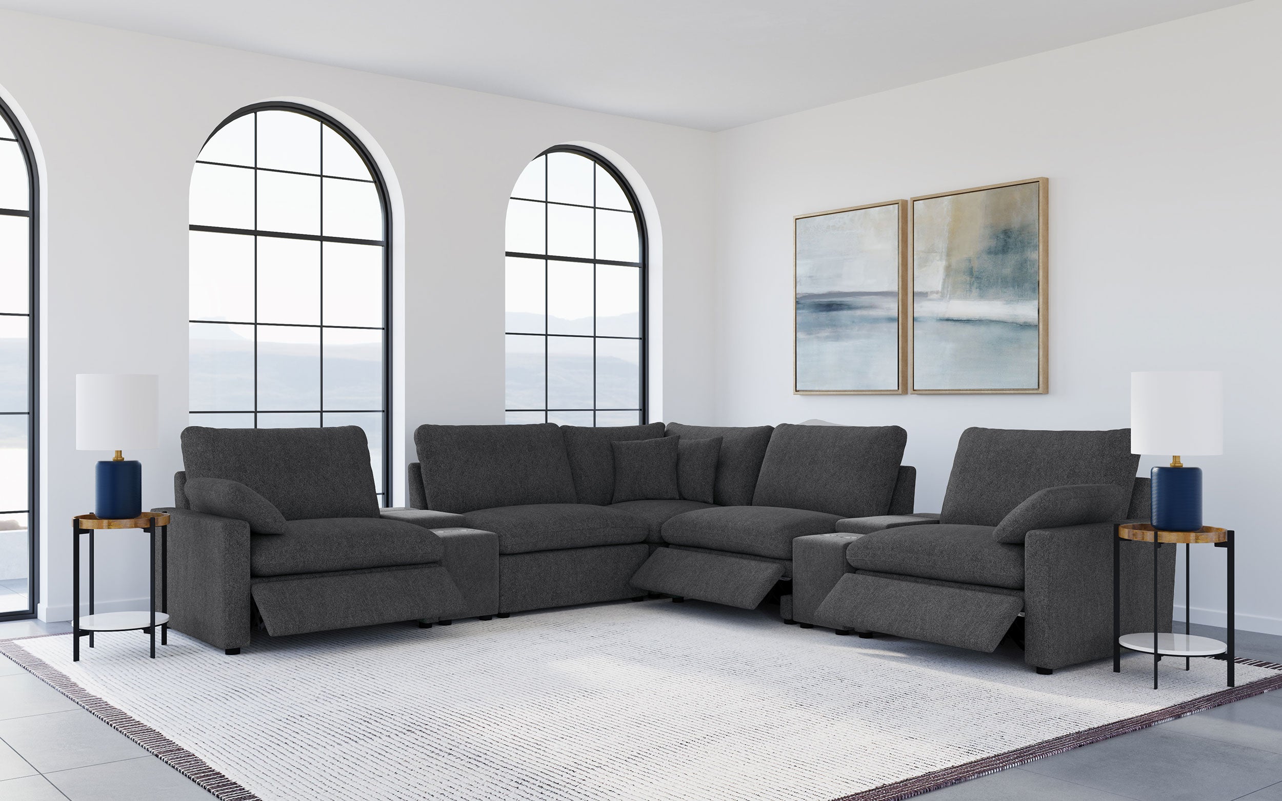 Collins 7-piece Modular Power Reclining Sectional Dark Grey-Coaster