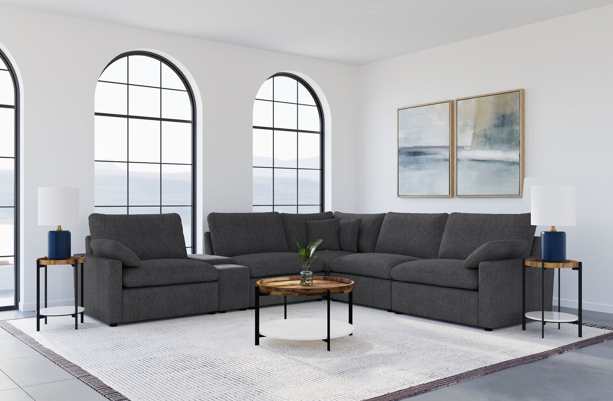 Collins 6-piece Modular Power Reclining Sectional Dark Grey-