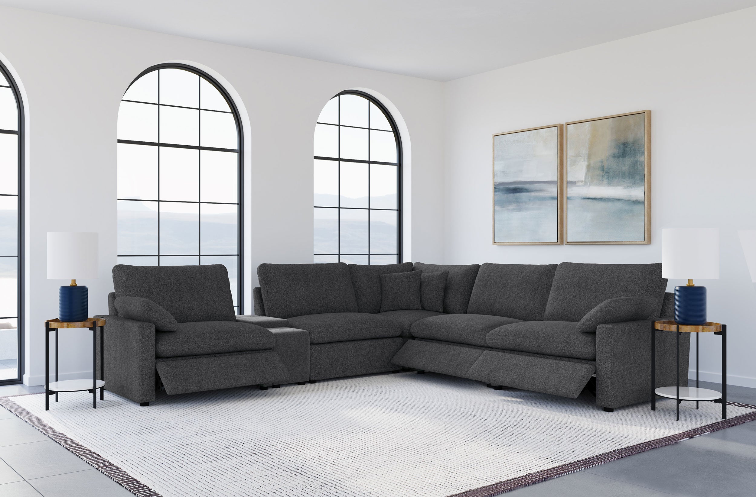 Collins 6-piece Modular Power Reclining Sectional Dark Grey-
