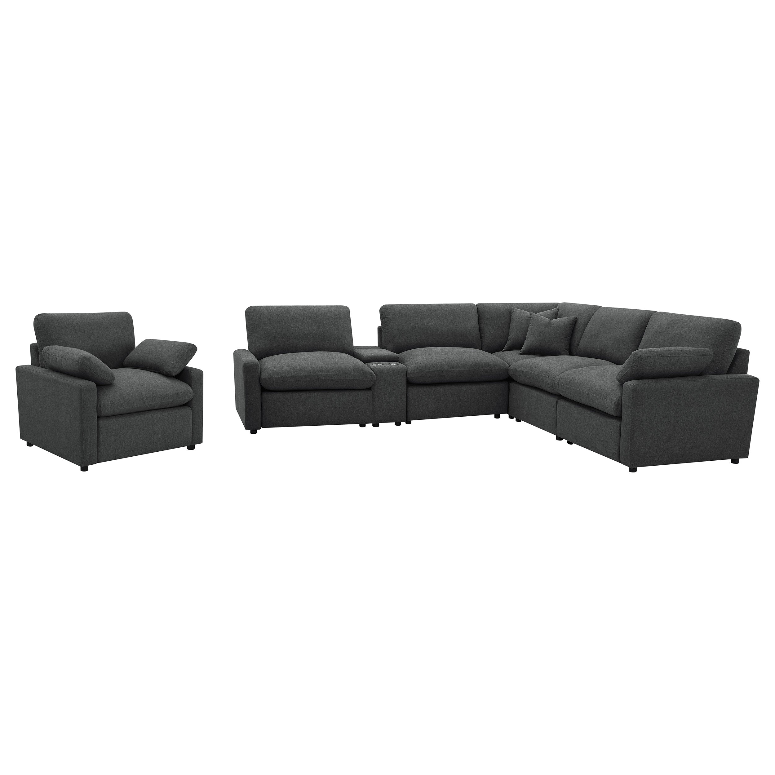 Collins 6-piece Modular Power Reclining Sectional Dark Grey-
