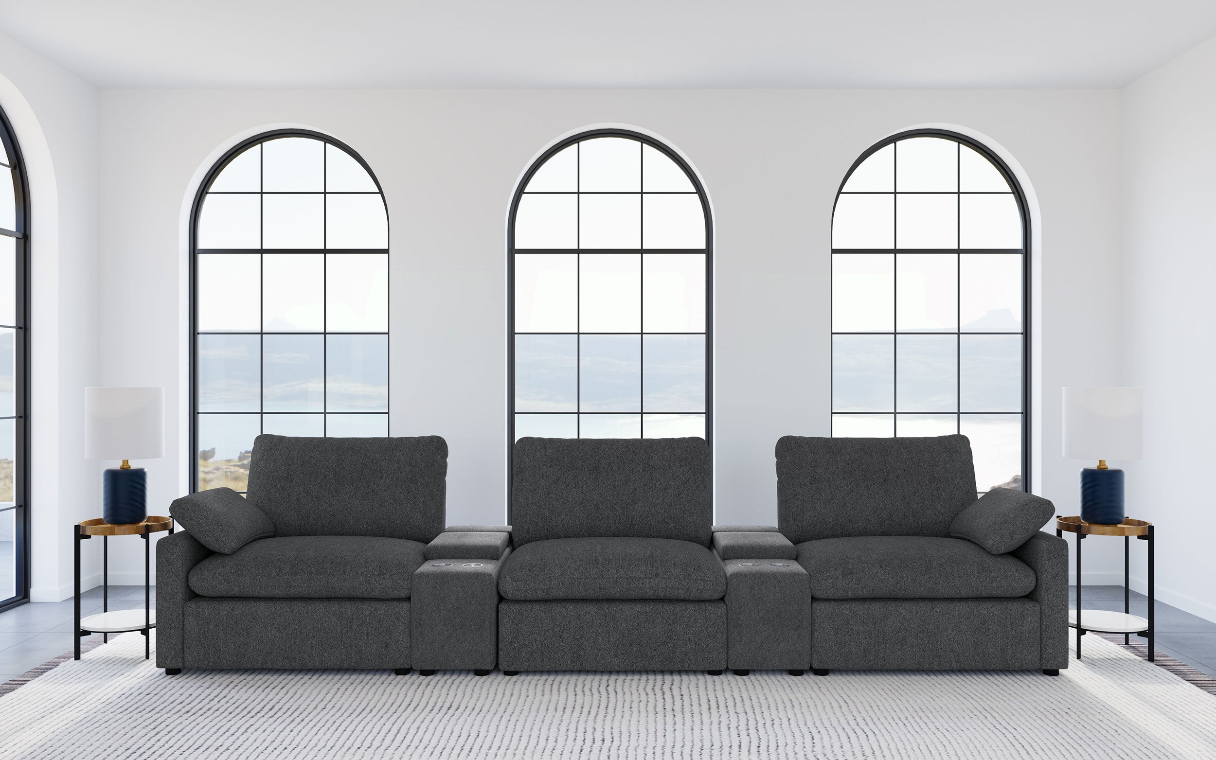 Collins 5-Piece Power Reclining Home Theater Seating Dark Grey-