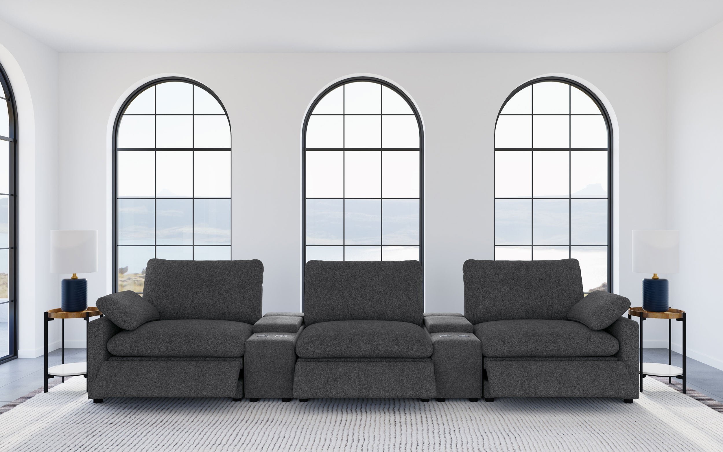 Collins 5-Piece Power Reclining Home Theater Seating Dark Grey-