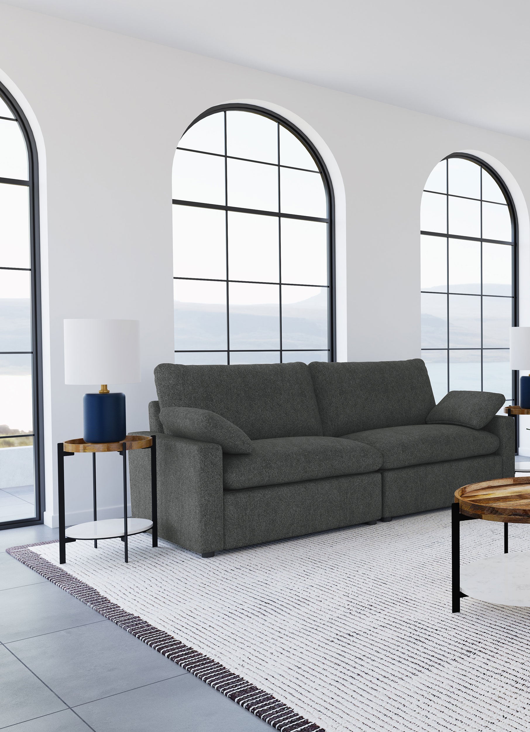 Collins Modular Power Loveseat Dark Grey-