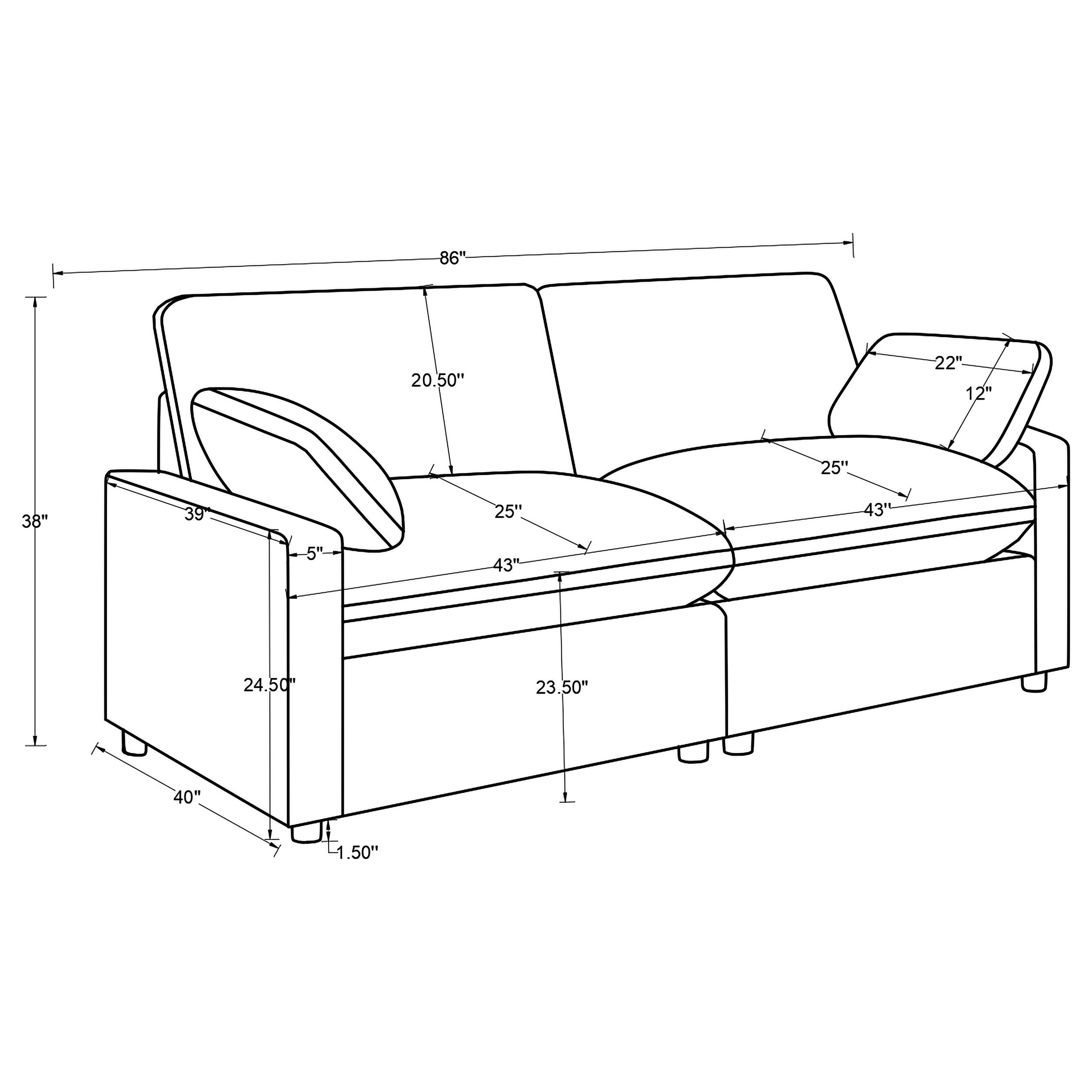 Collins Modular Power Loveseat Dark Grey-