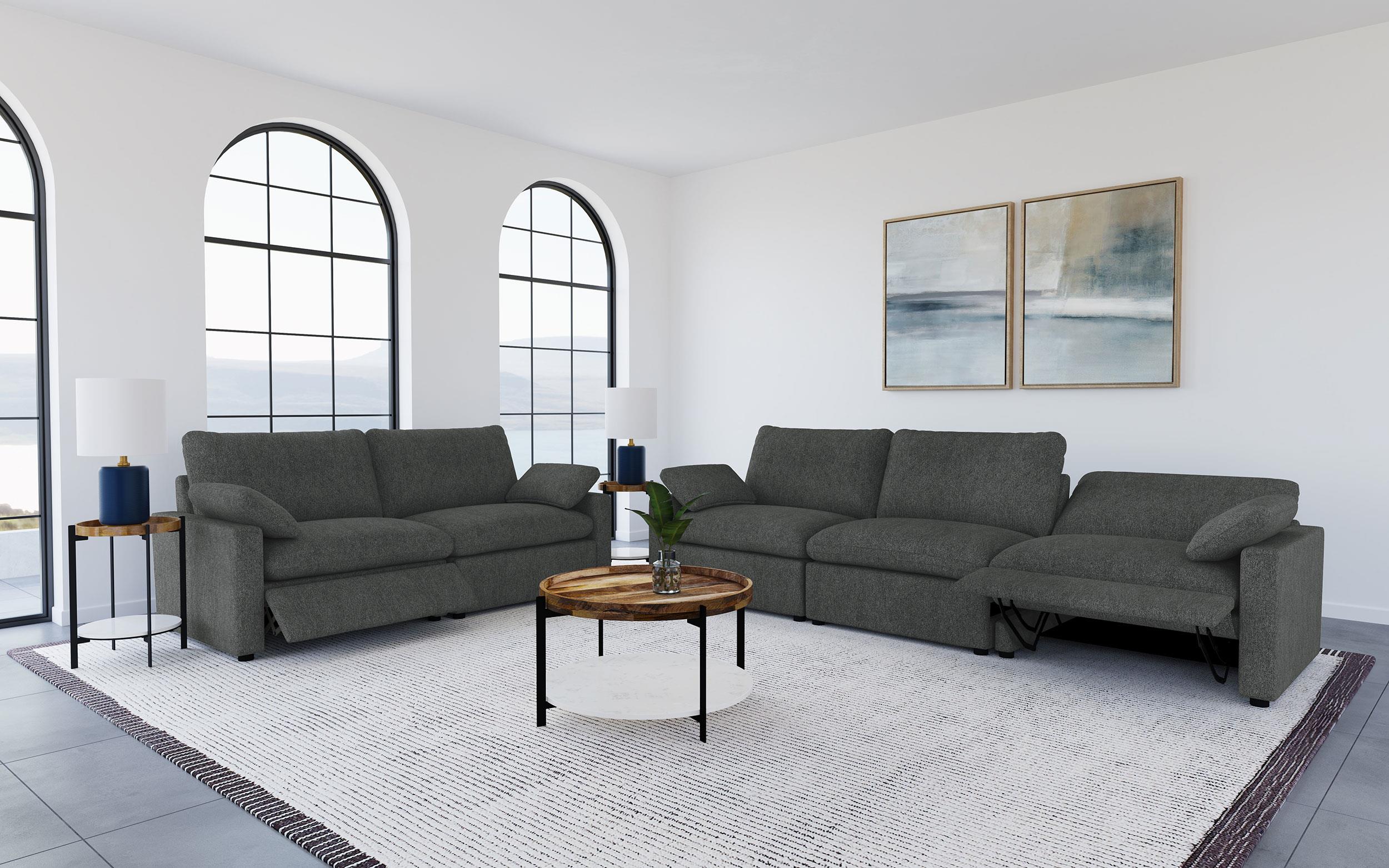 Collins Modular Power Loveseat Dark Grey-