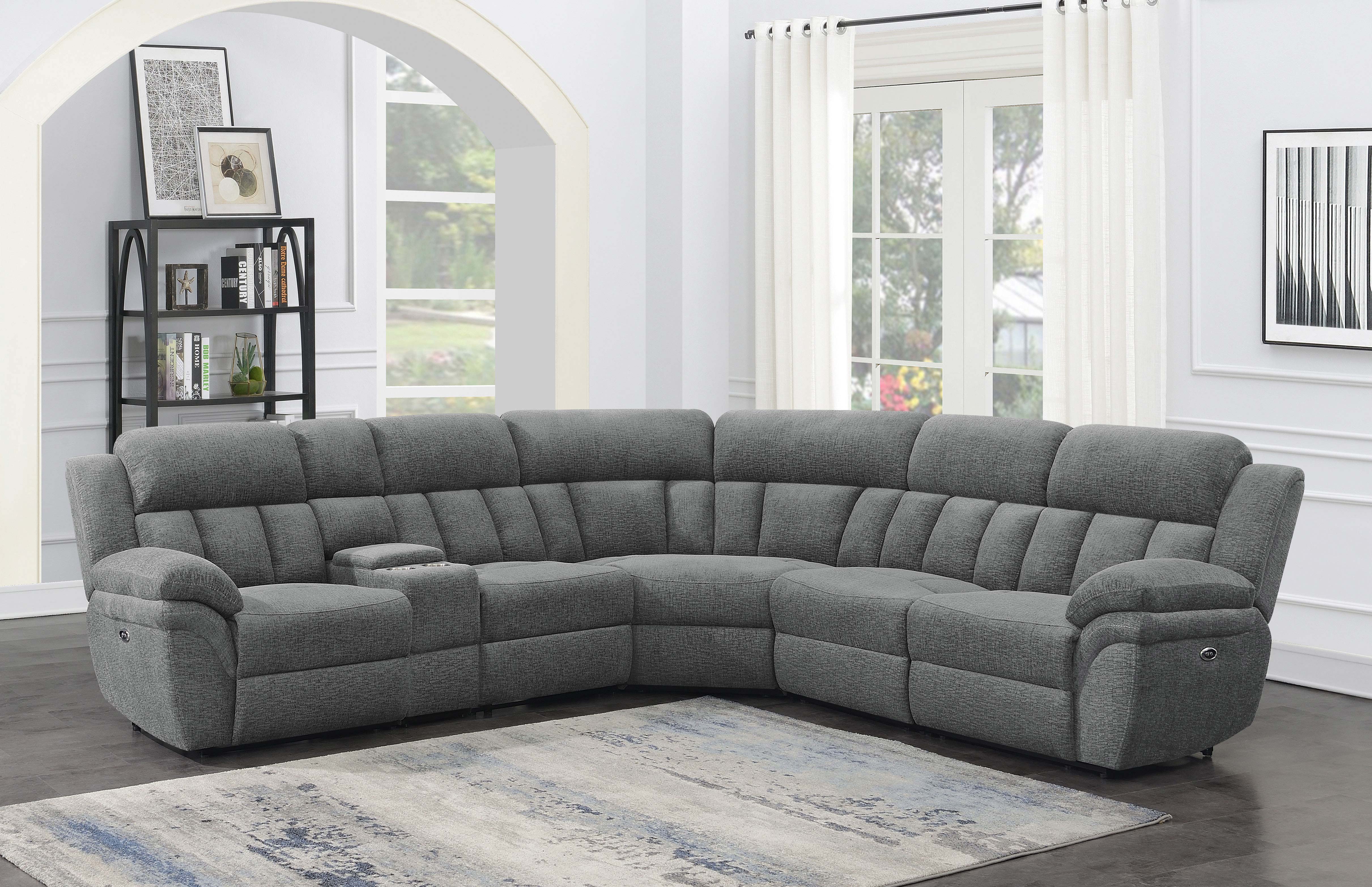 Bahrain 6-piece Modular Power Reclining Sectional Charcoal-CoasterEssence