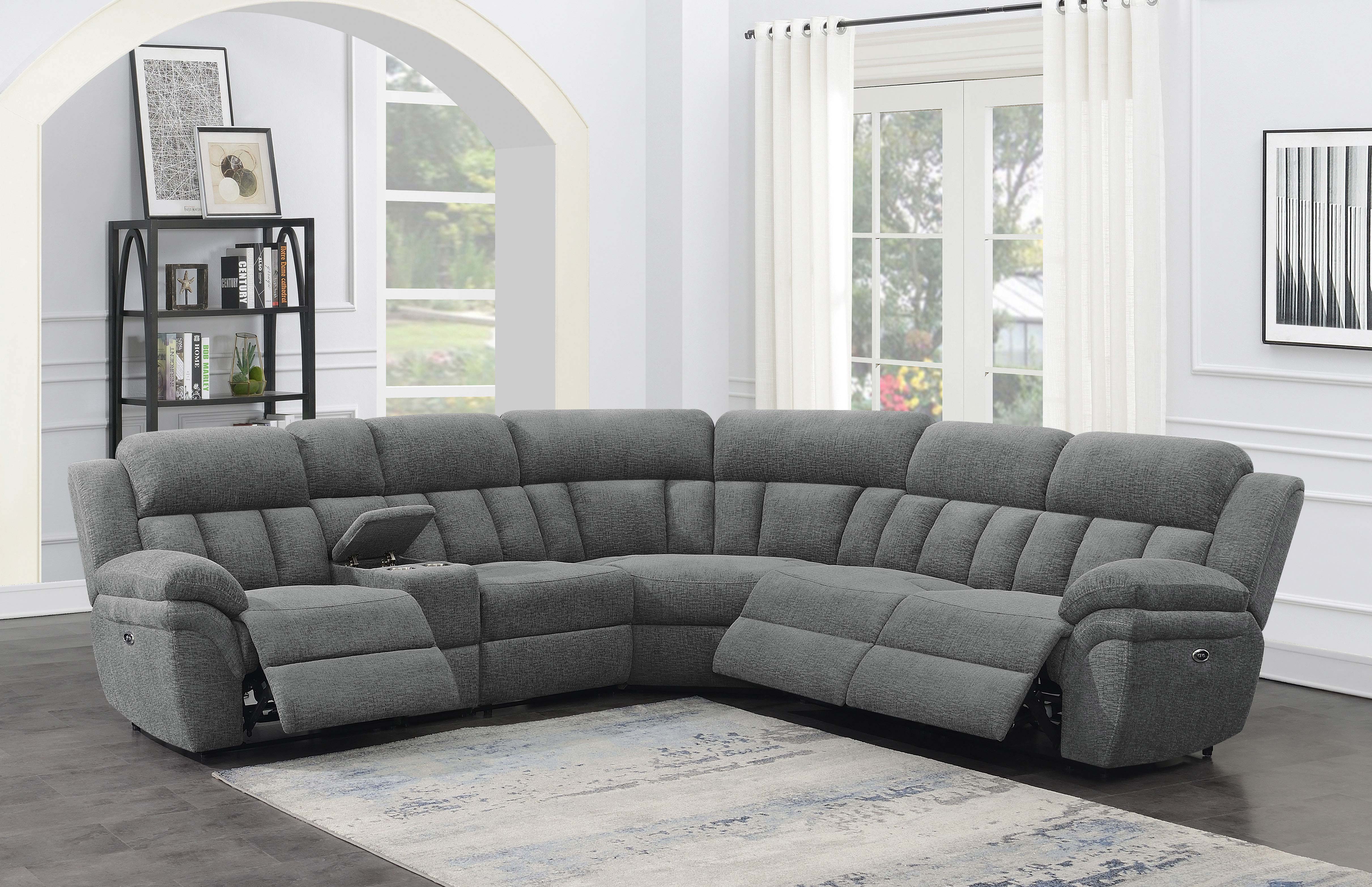 Bahrain 6-piece Modular Power Reclining Sectional Charcoal-CoasterEssence