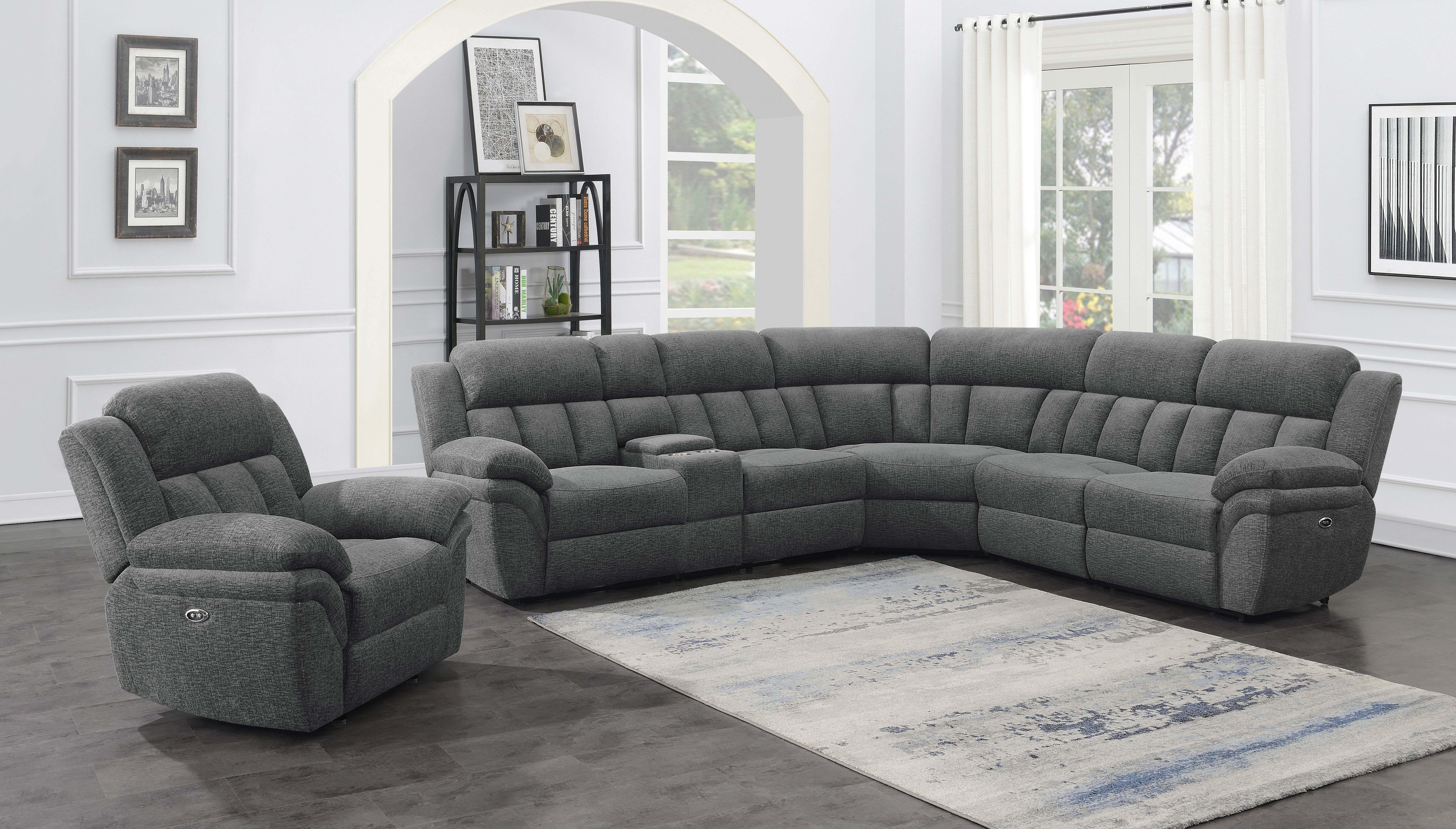 Bahrain 6-piece Modular Power Reclining Sectional Charcoal-CoasterEssence