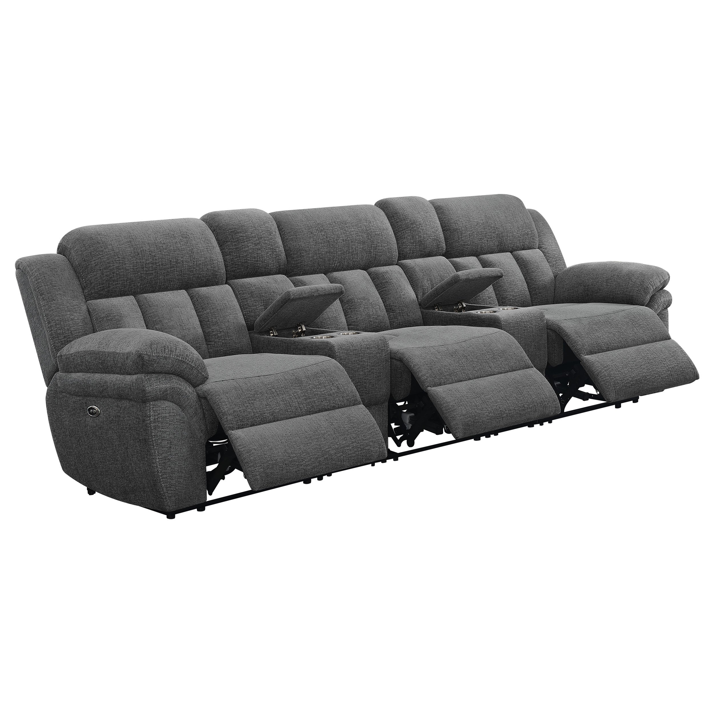 Bahrain 5-piece Power Home Theater Seating Charcoal-CoasterEssence