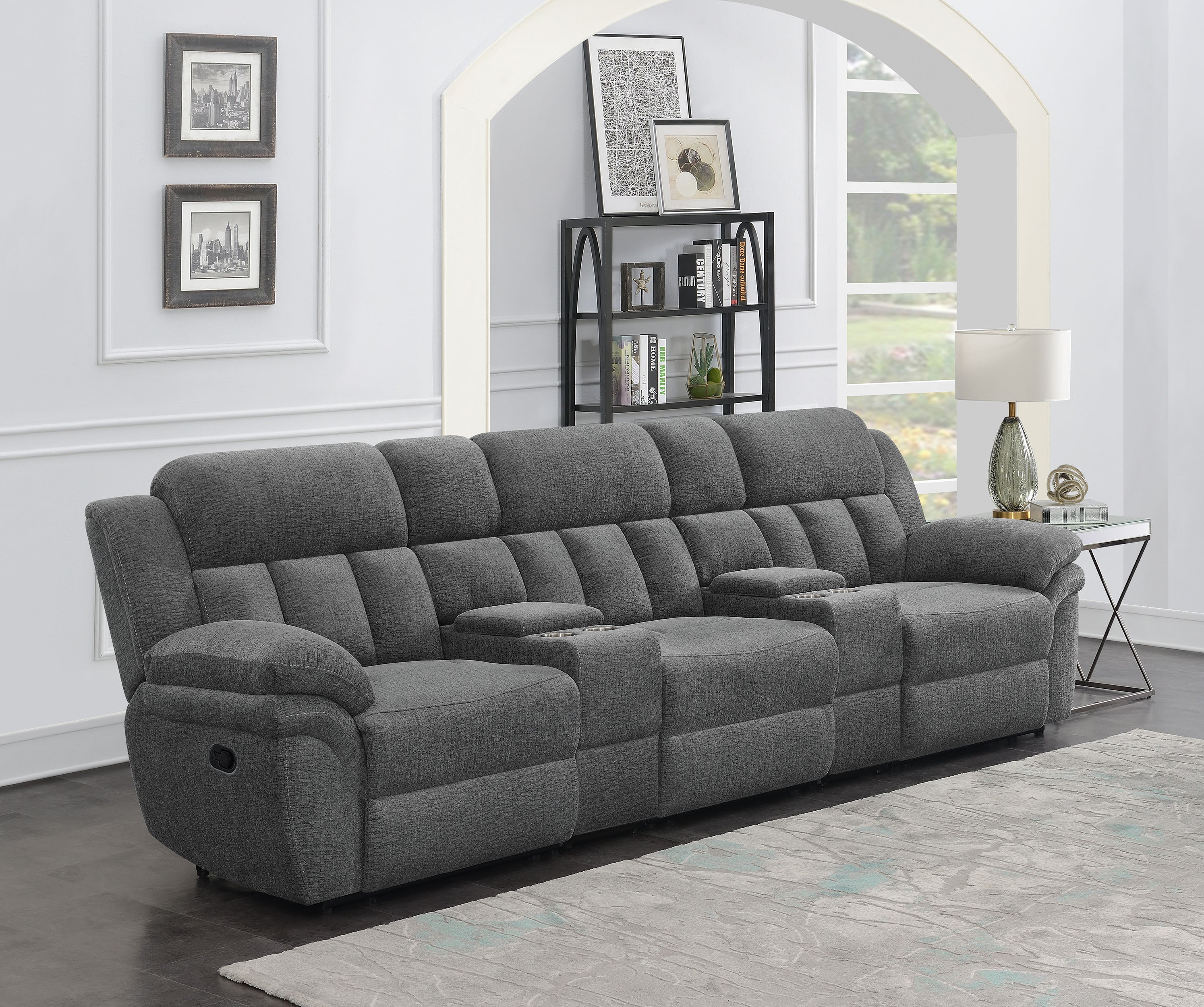 Bahrain 5-piece Upholstered Home Theater Seating Charcoal-CoasterEssence