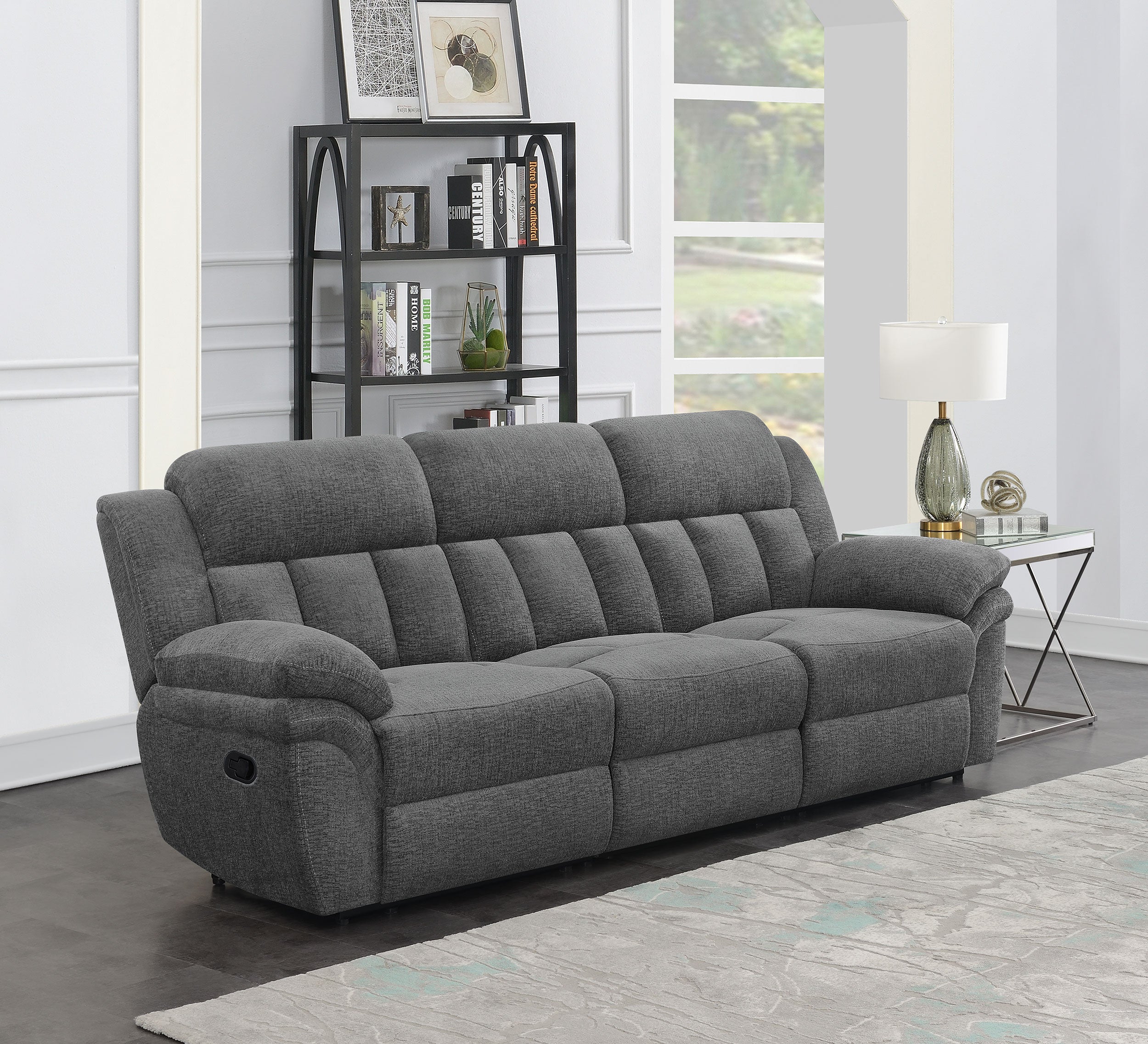 Bahrain Upholstered Motion Sofa Charcoal-CoasterEssence