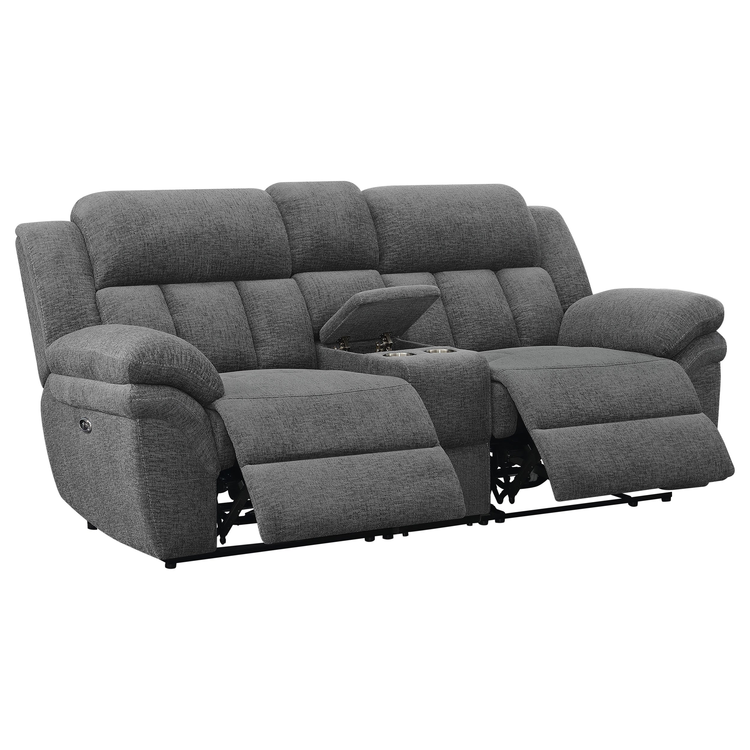 Bahrain Upholstered Power Loveseat Charcoal-CoasterEssence
