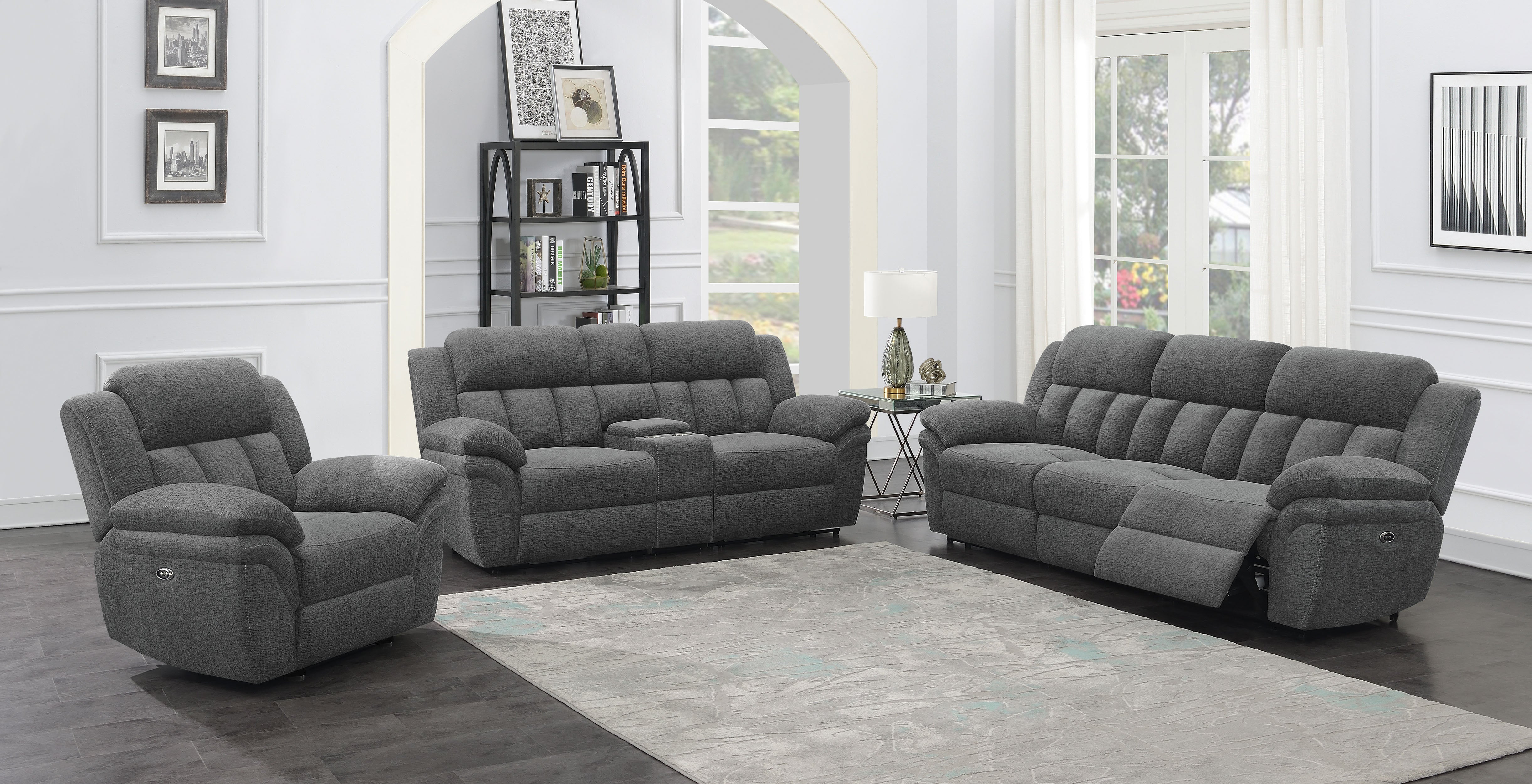 Bahrain Upholstered Power Loveseat Charcoal-CoasterEssence
