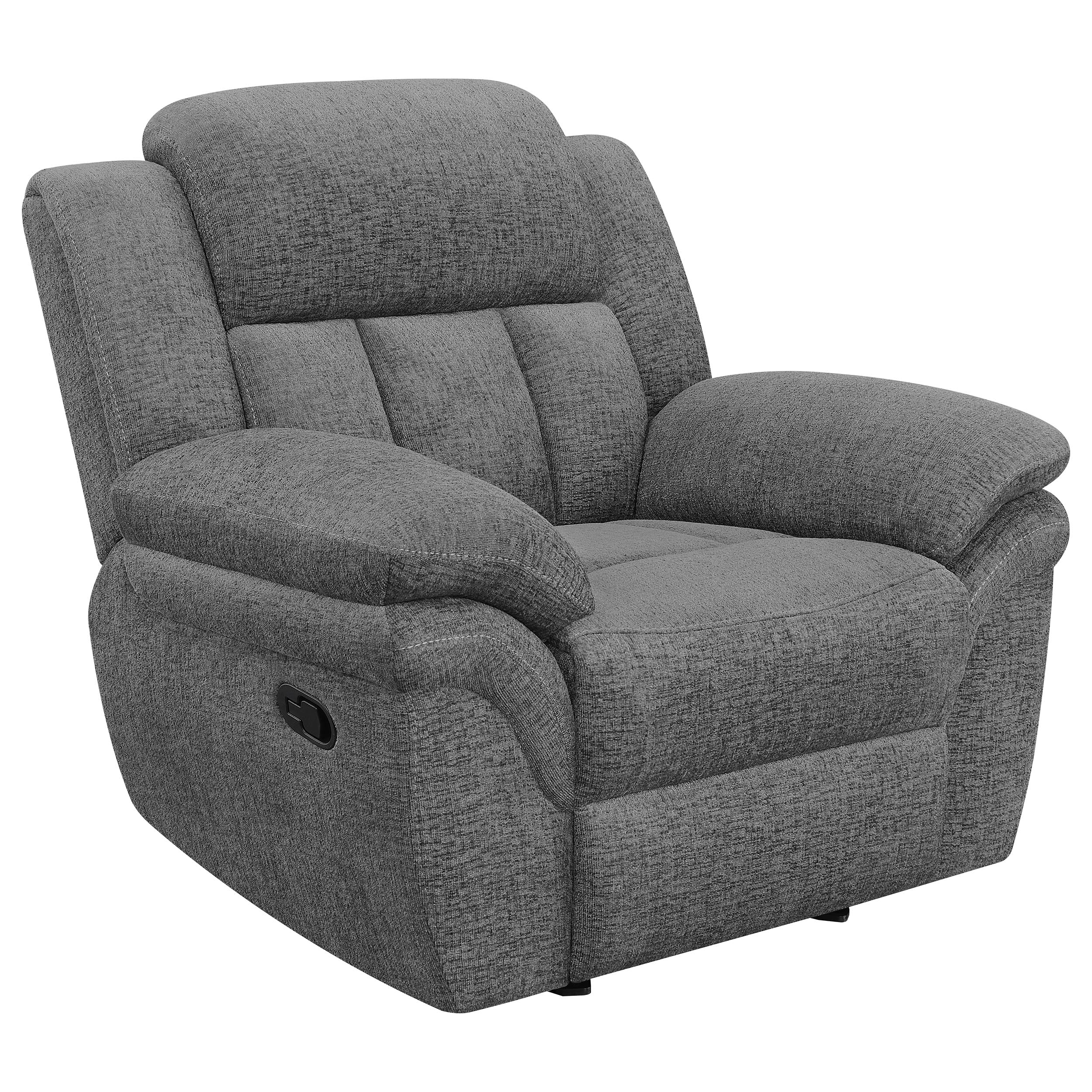 Bahrain Upholstered Glider Recliner Charcoal-CoasterEssence