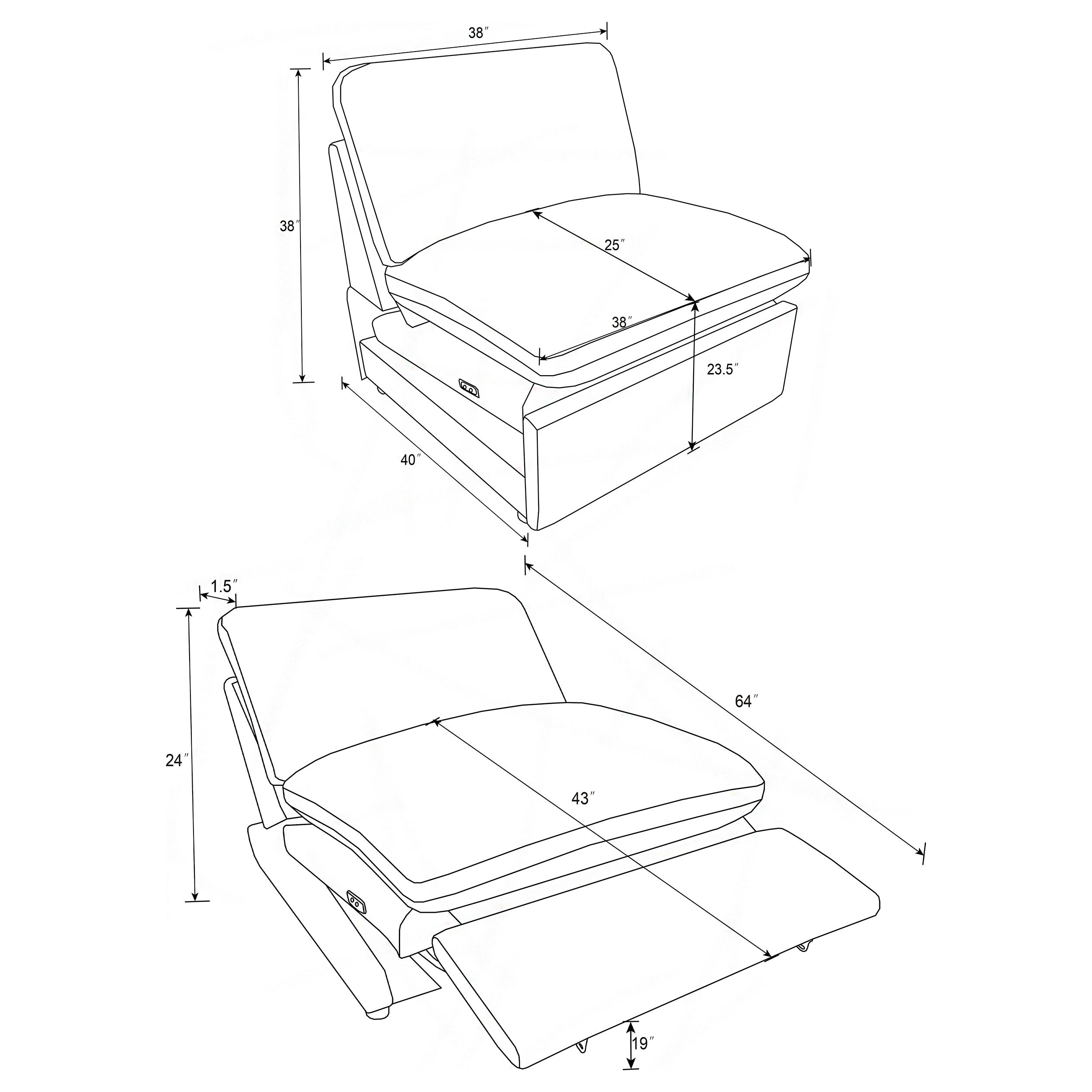 Collins Modular Power Armless Recliner Grey-