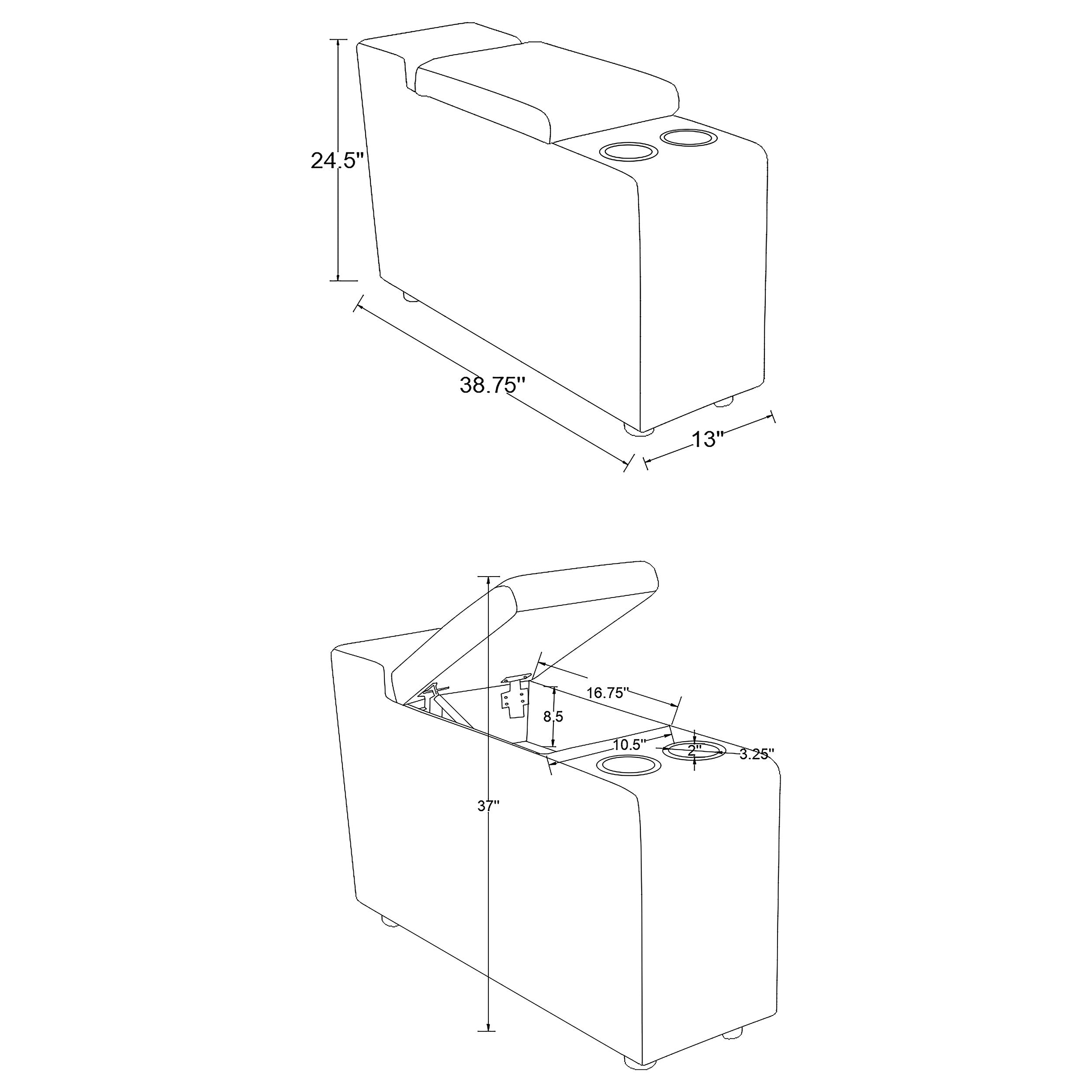 Collins Upholstered Modular Storage Console Grey-