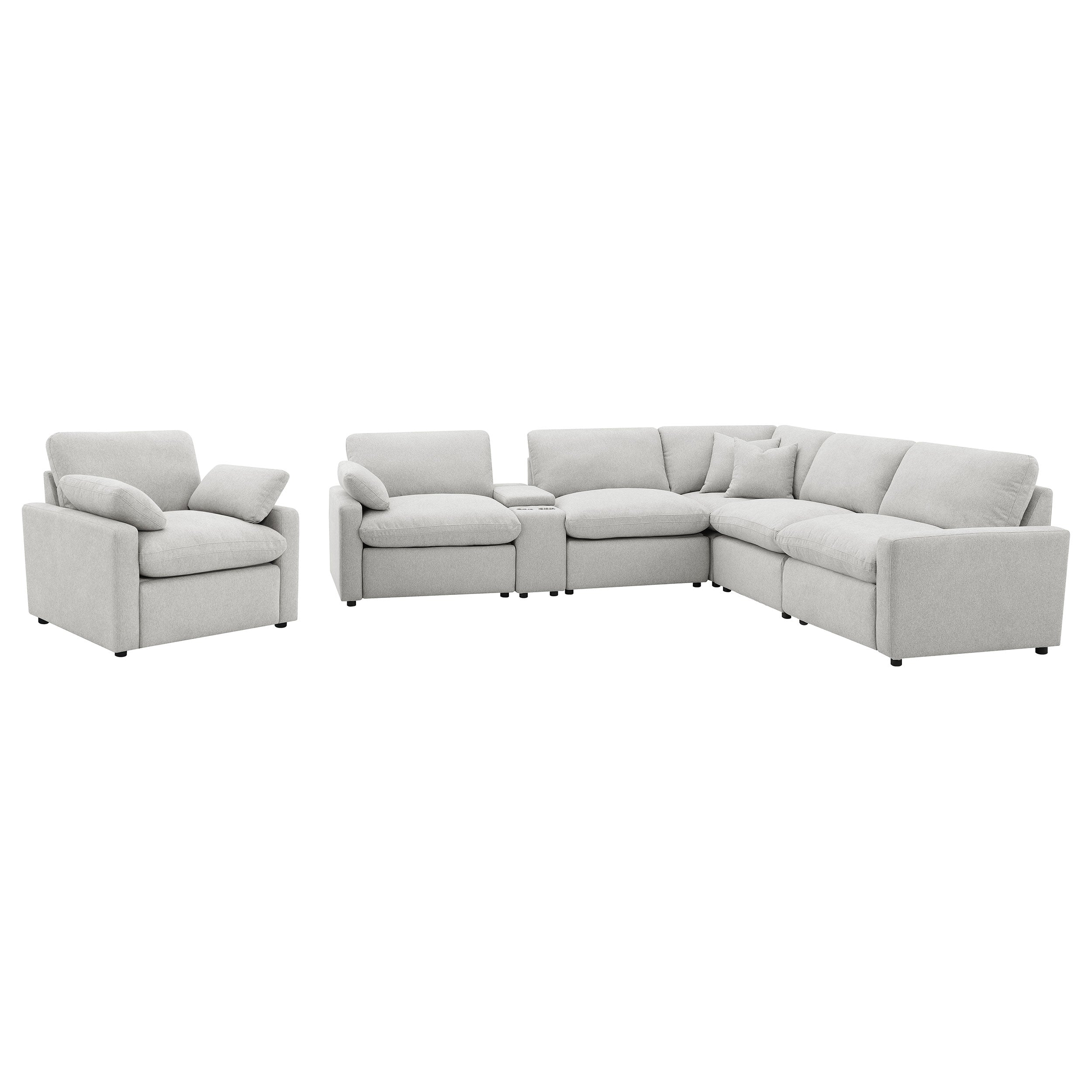Collins Upholstered Power Recliner Chair Grey-