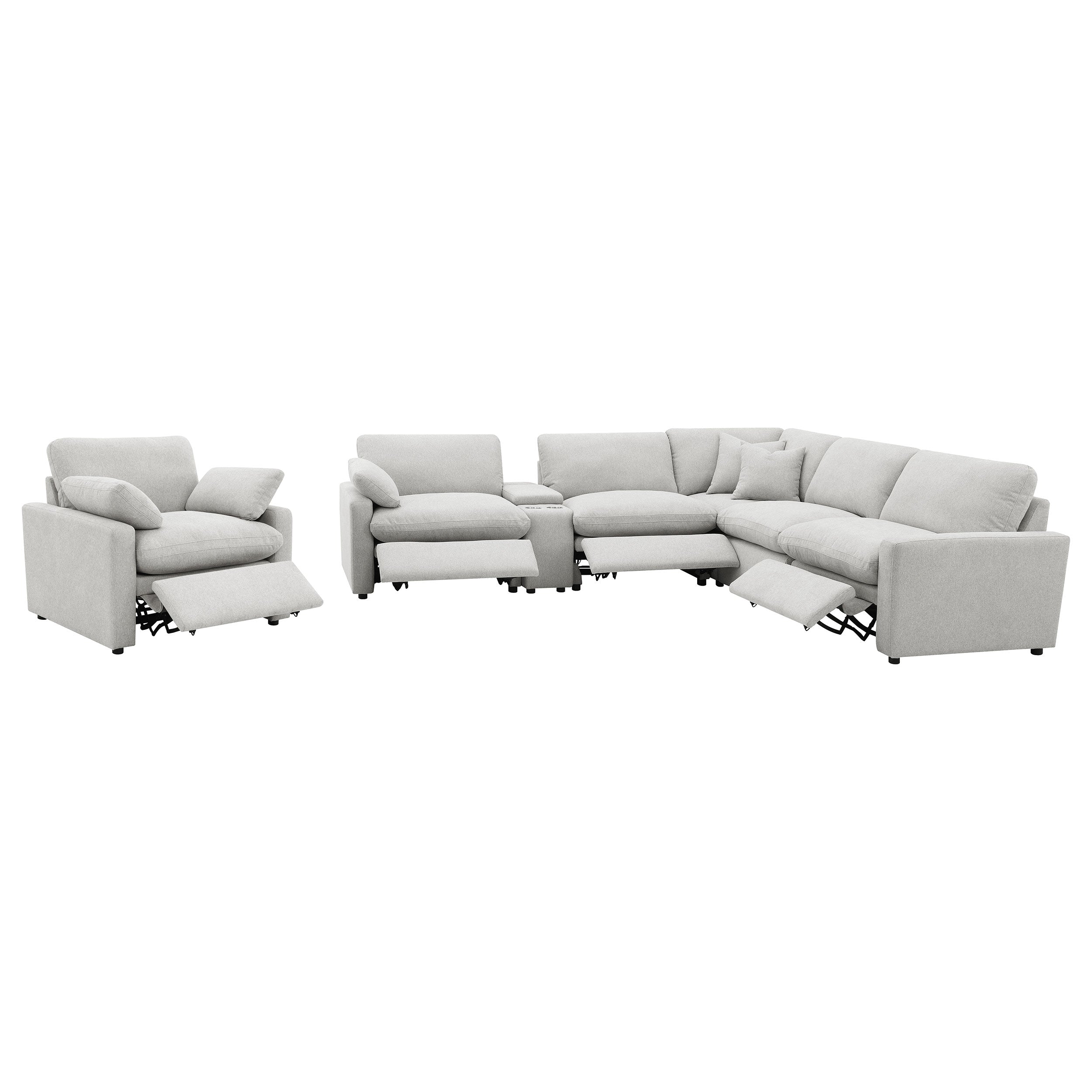 Collins Upholstered Power Recliner Chair Grey-