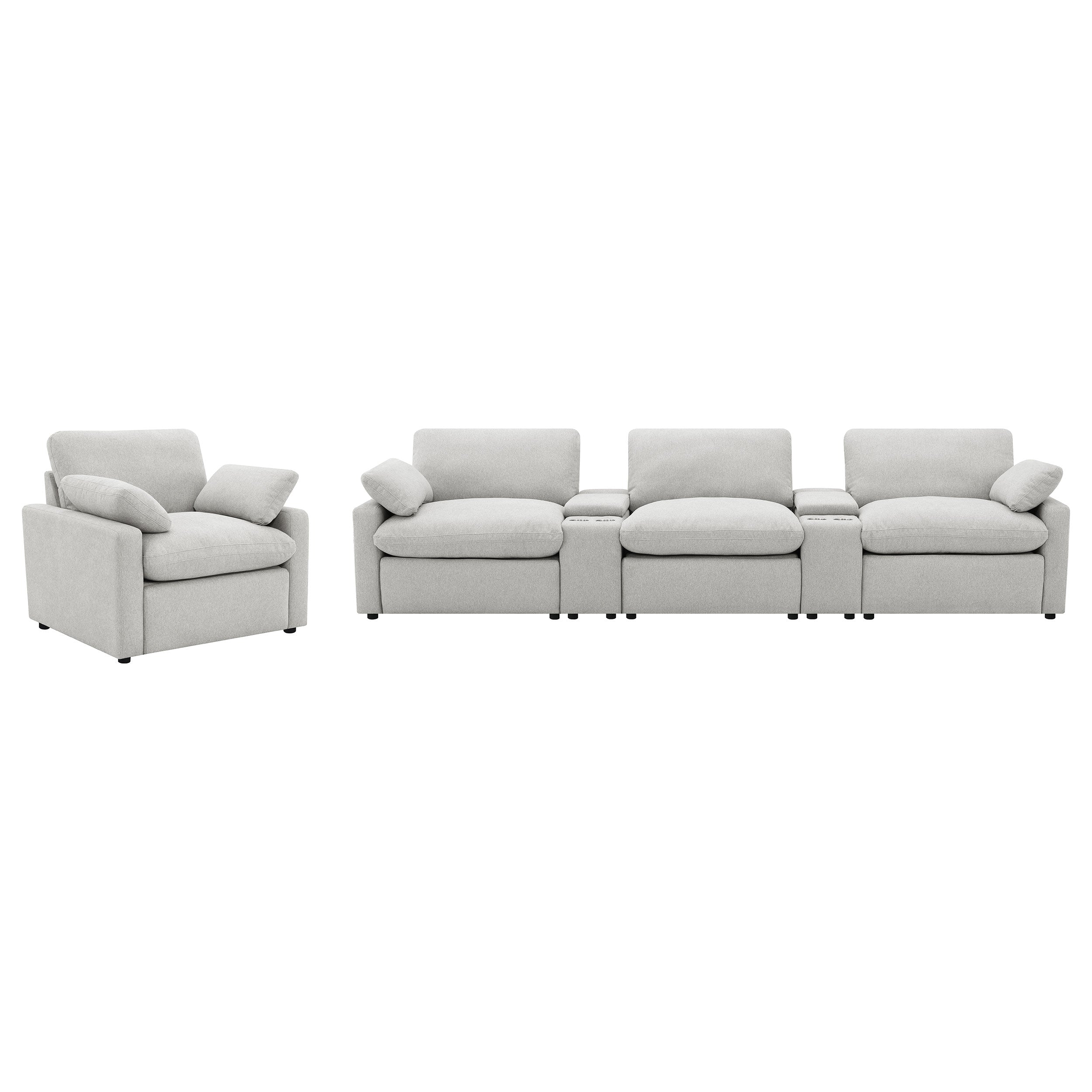 Collins Upholstered Power Recliner Chair Grey-